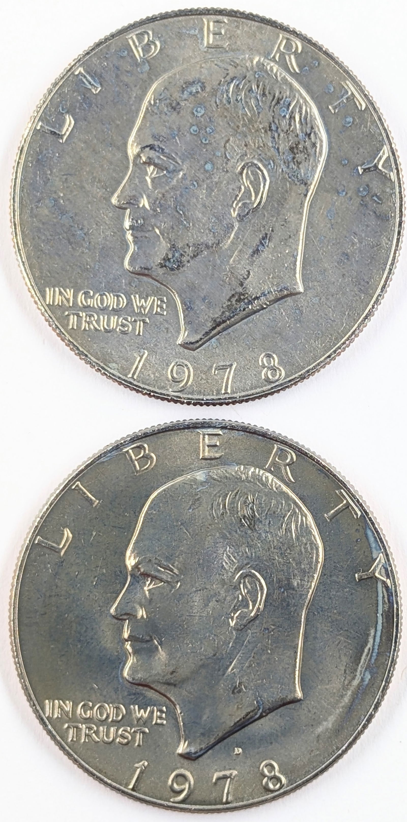 Lot of 2 Eisenhower " Ike" Uncirculated Dollars - 1978 P/D: Coin 