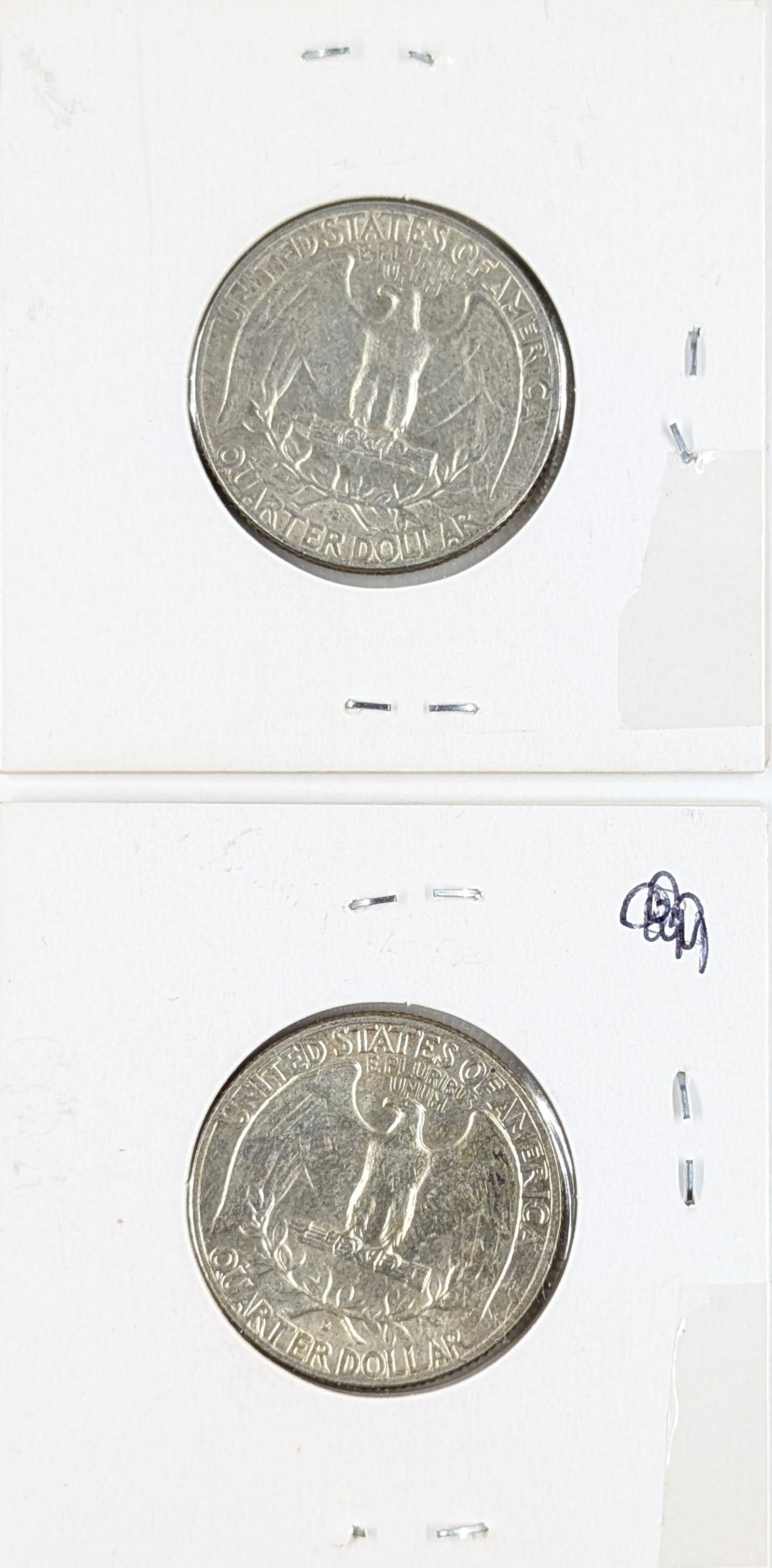 Lot of 2 Silver Washington Quarters - Both 1964-D - 2