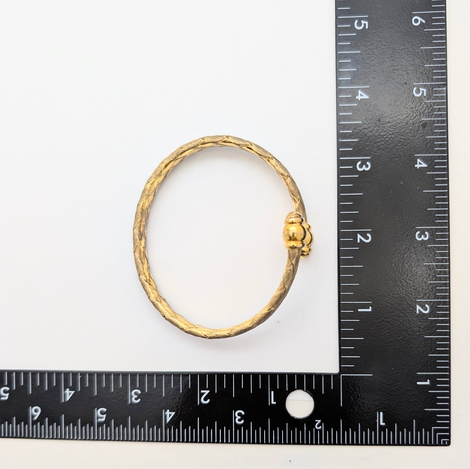 Italian Sterling Silver Gold tone Woven Texture Ladies Wrapped Bangle Bracelet - Stamped V - 23.32g - 5