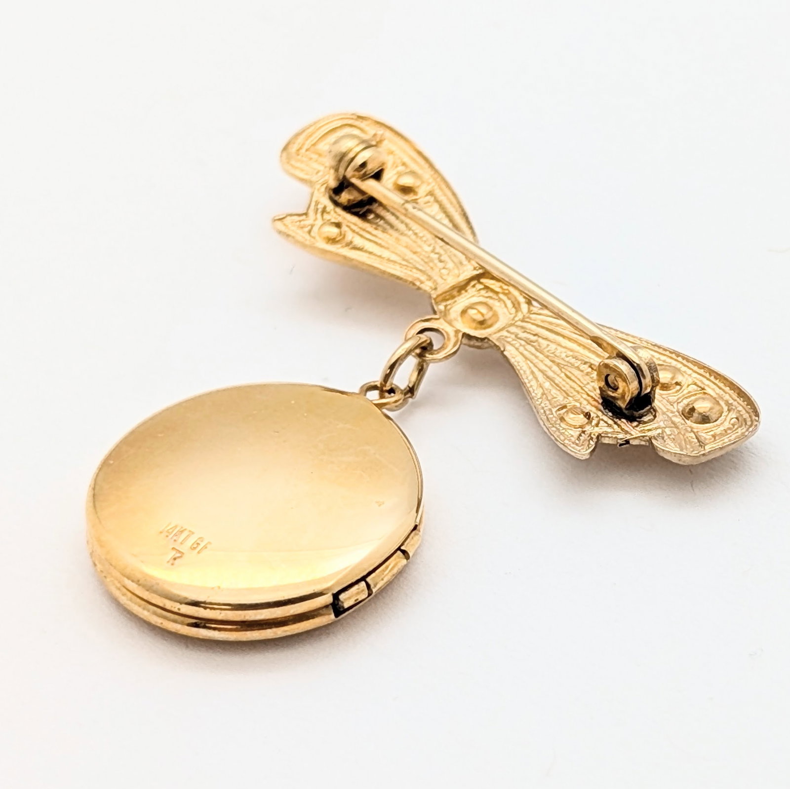 Vintage 14K Gold filled Bow w/ Locket Brooch by True-Kay w/ Original Box - 4