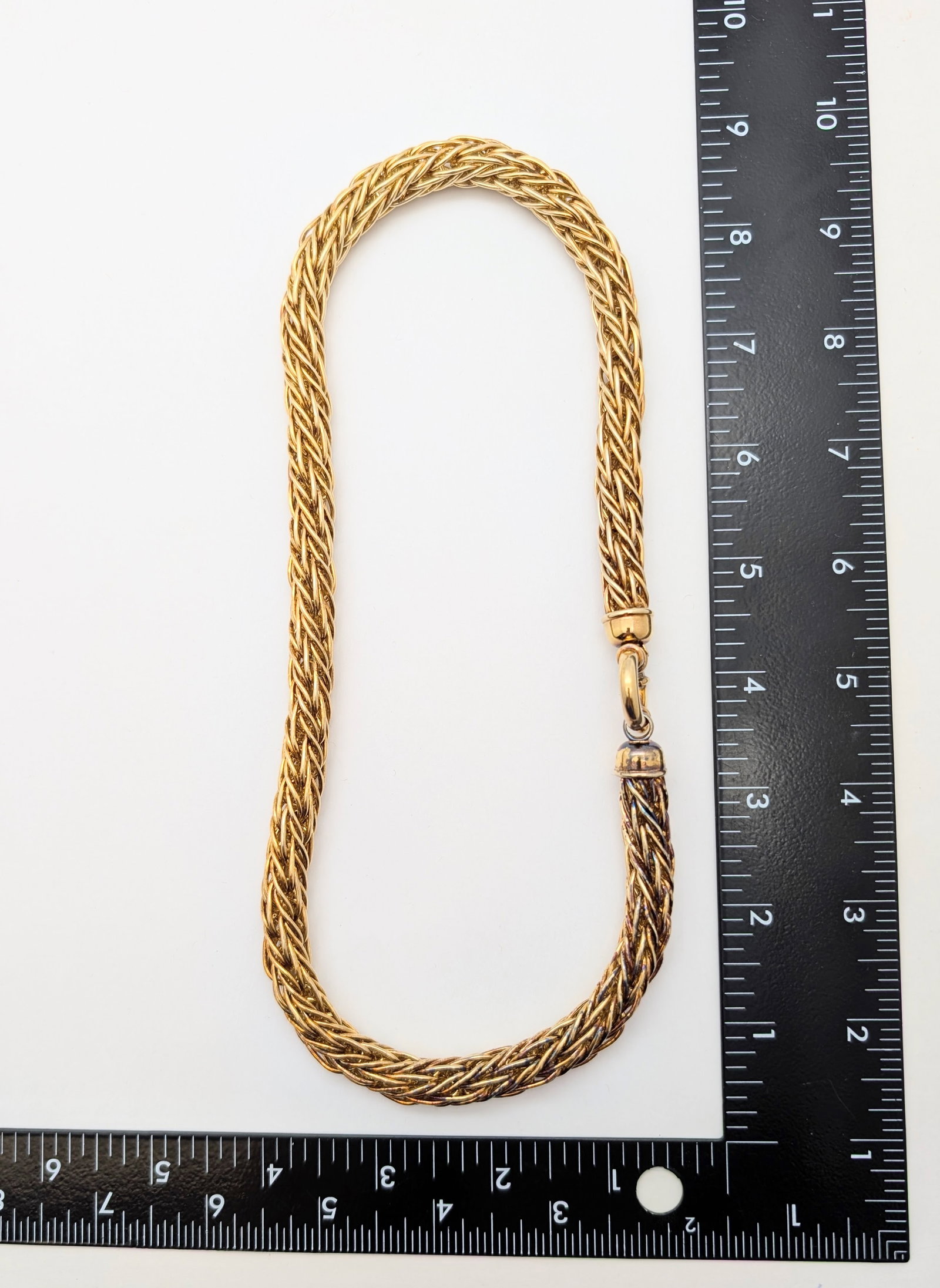 Italian Sterling Silver Gold tone Woven Wheat Chain Ladies Necklace - 76.76g - 6