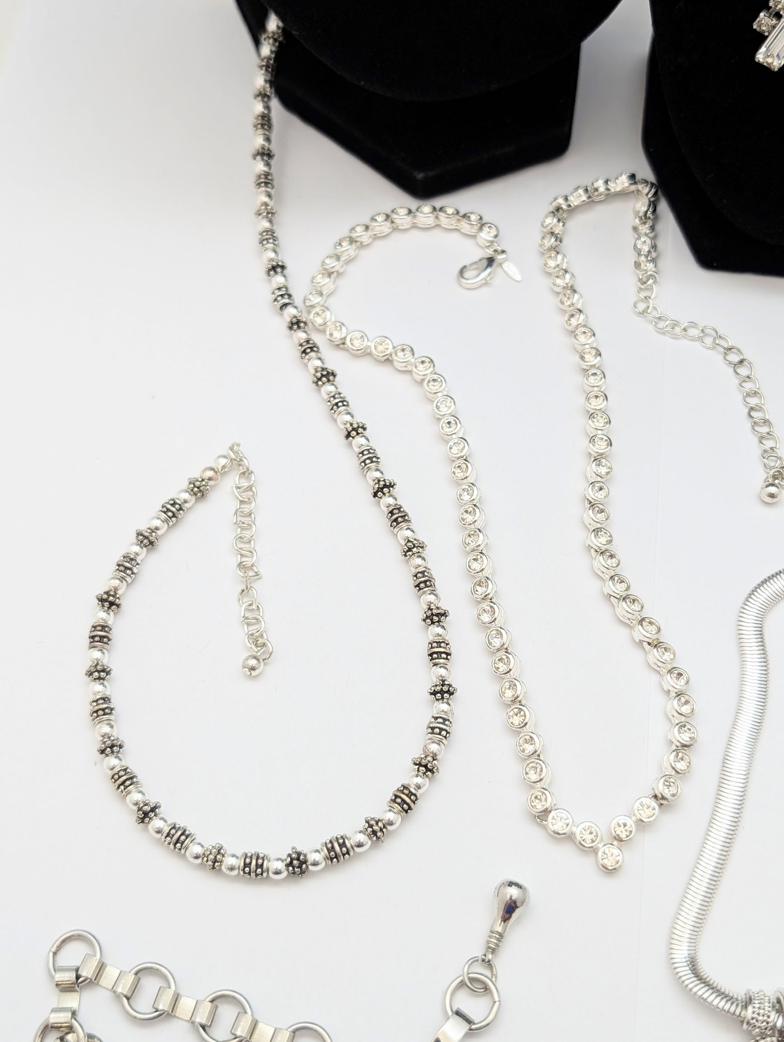 Large Lot of Silver tone Ladies Costume Necklaces - 3