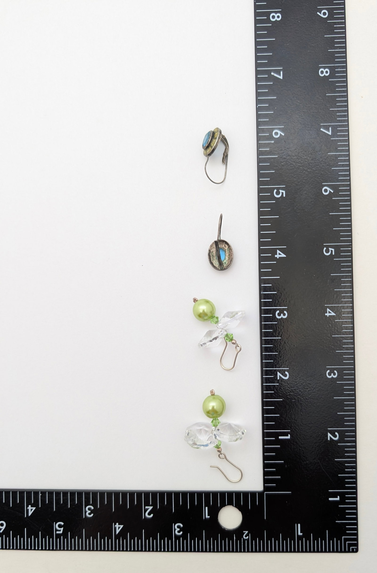 Lot of 2 Sterling Silver Ladies Earrings Sets - Blue & Green - 6