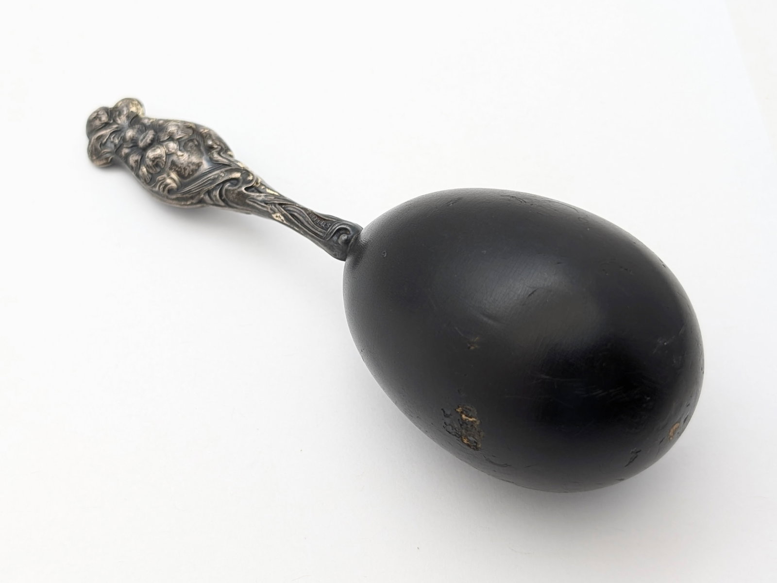 Antique Sterling Silver handle Darning Egg - 2.1oz: A few blemishes on the "egg", but otherwise in great condition 