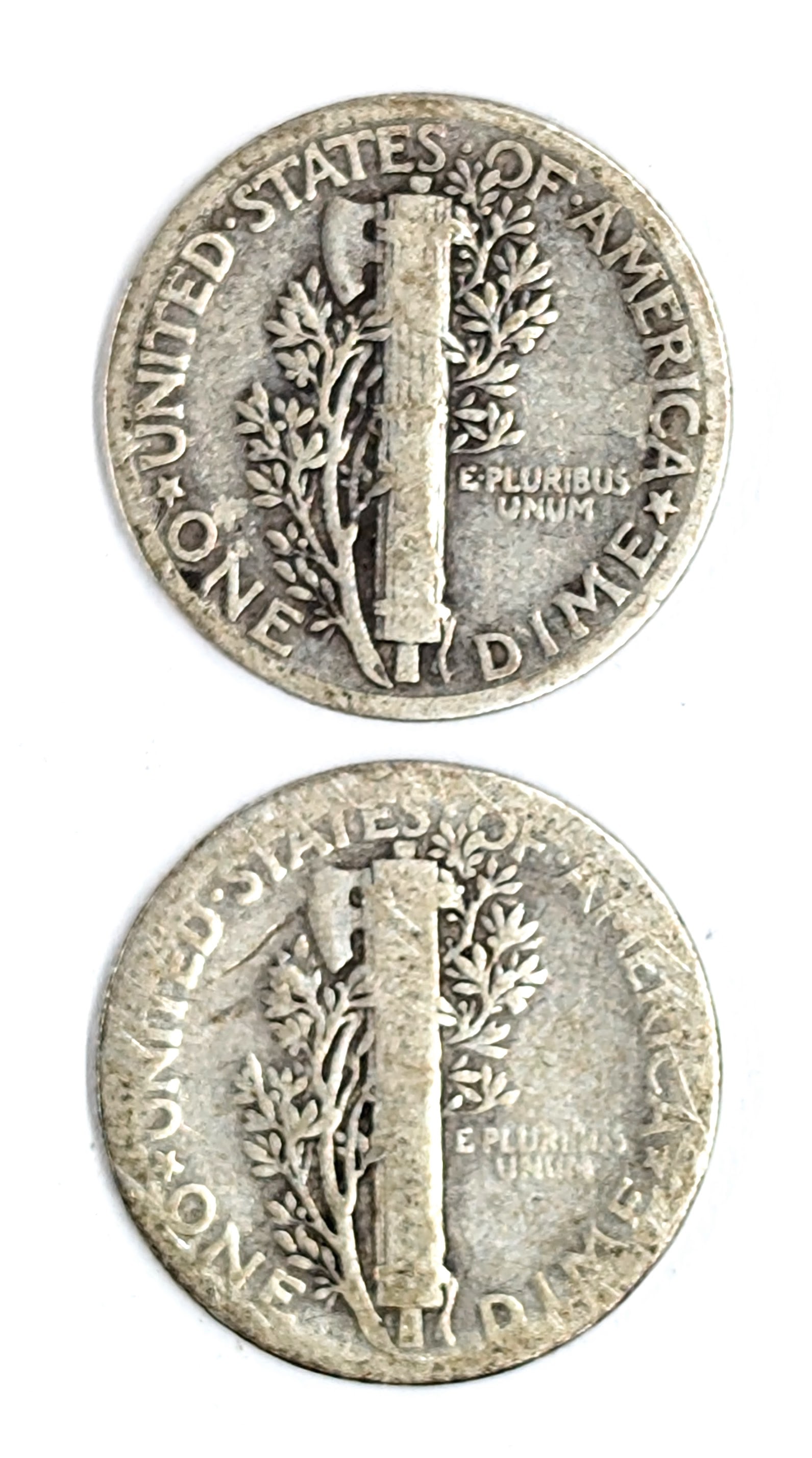 Lot of 2 Silver Mercury Dimes - 1927, 1928 - 2