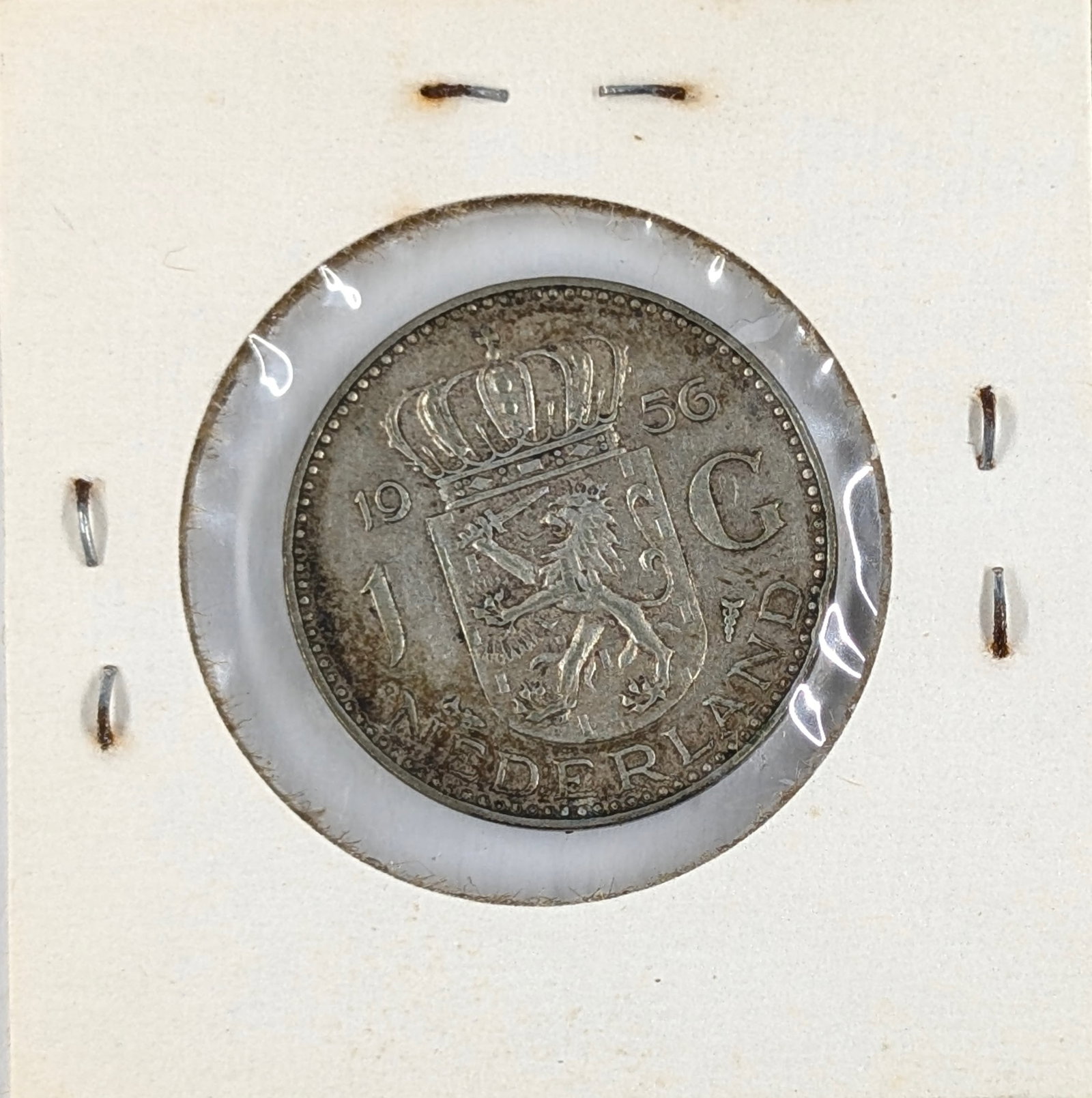 1956 Silver Netherlands 1 Gulden: 72% Silver 