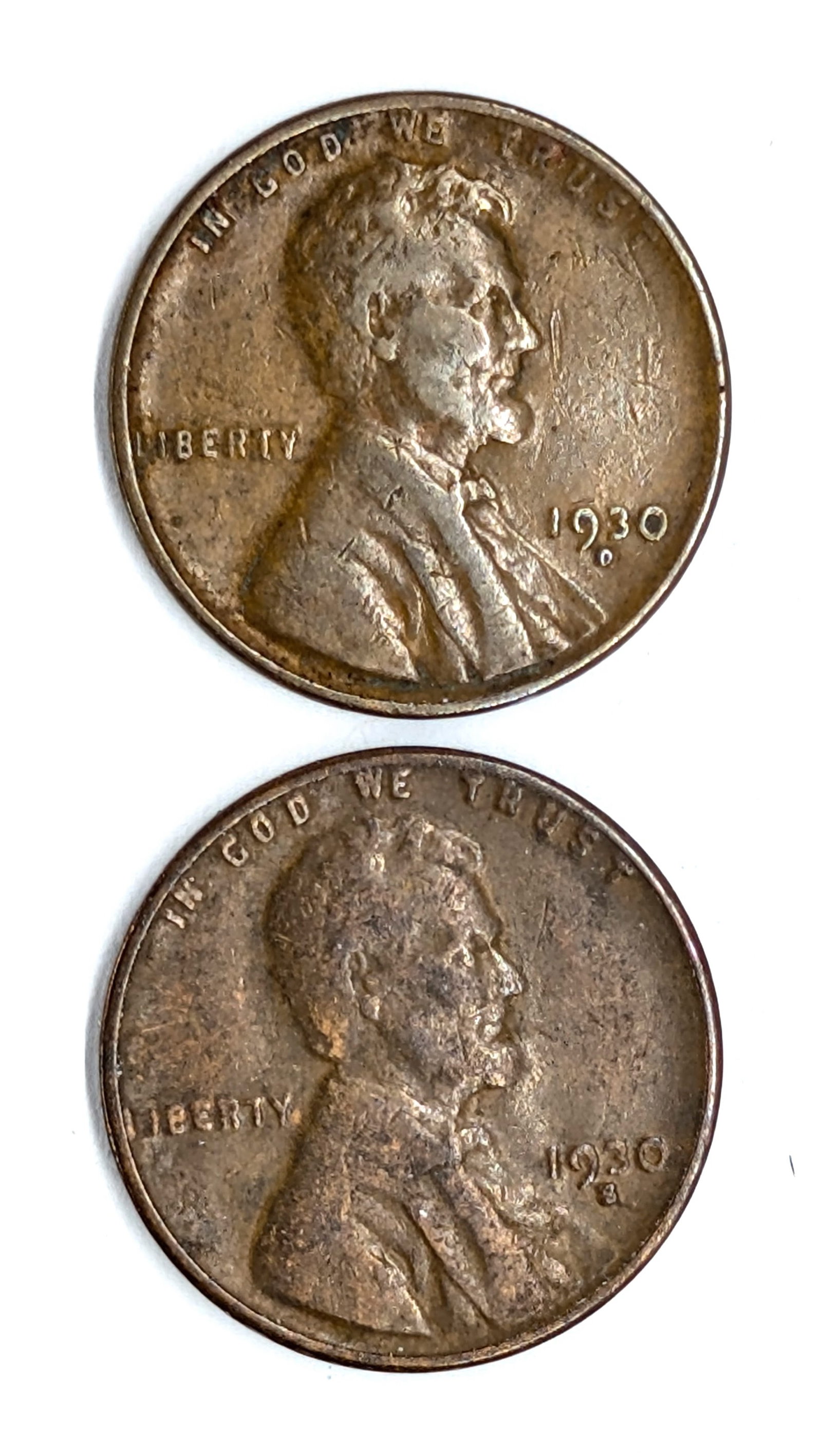 Lot of 2 Wheat Cents - 1930 D/S: Coin 