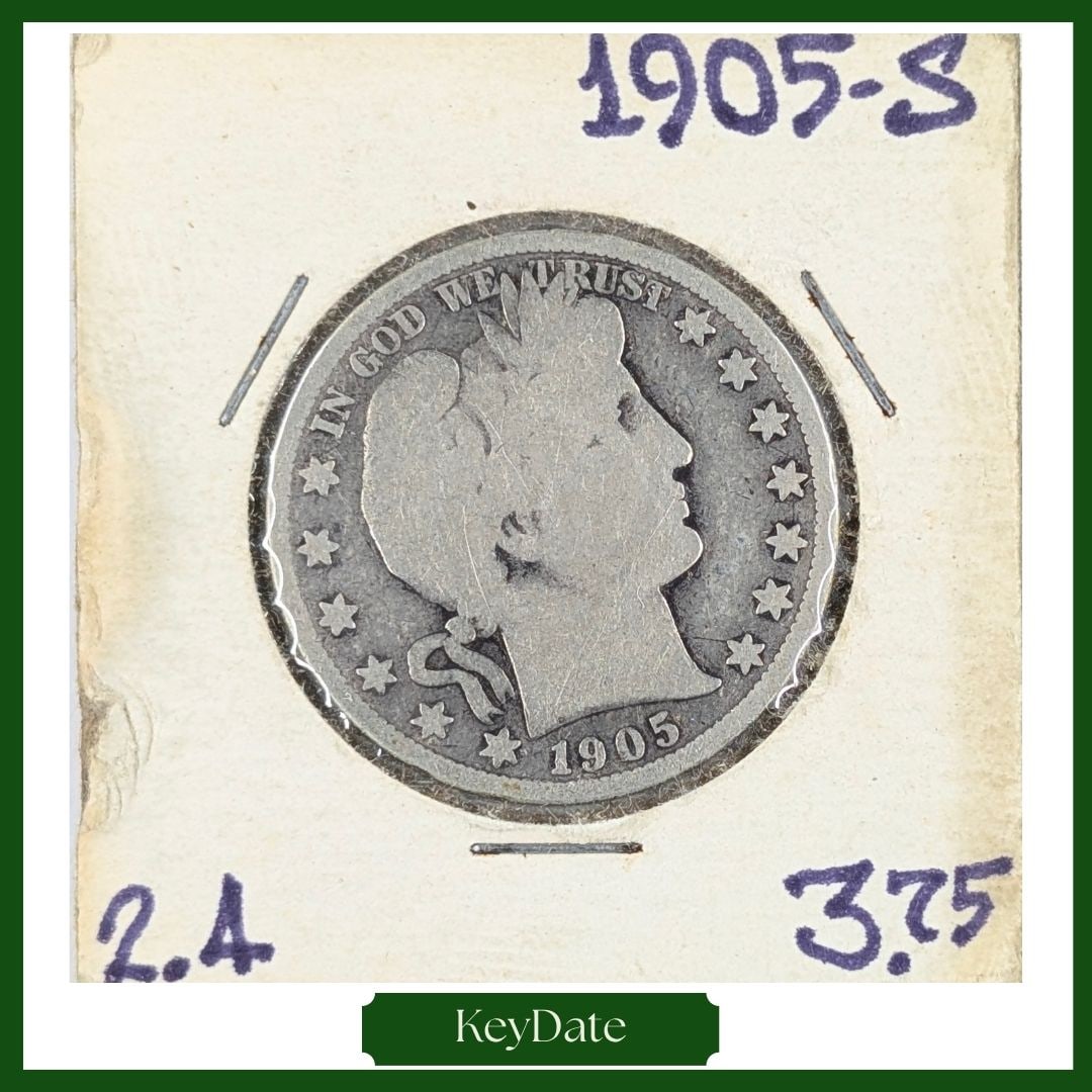 1905-S Silver Barber Half Dollar - KEY DATE (1 of 3)