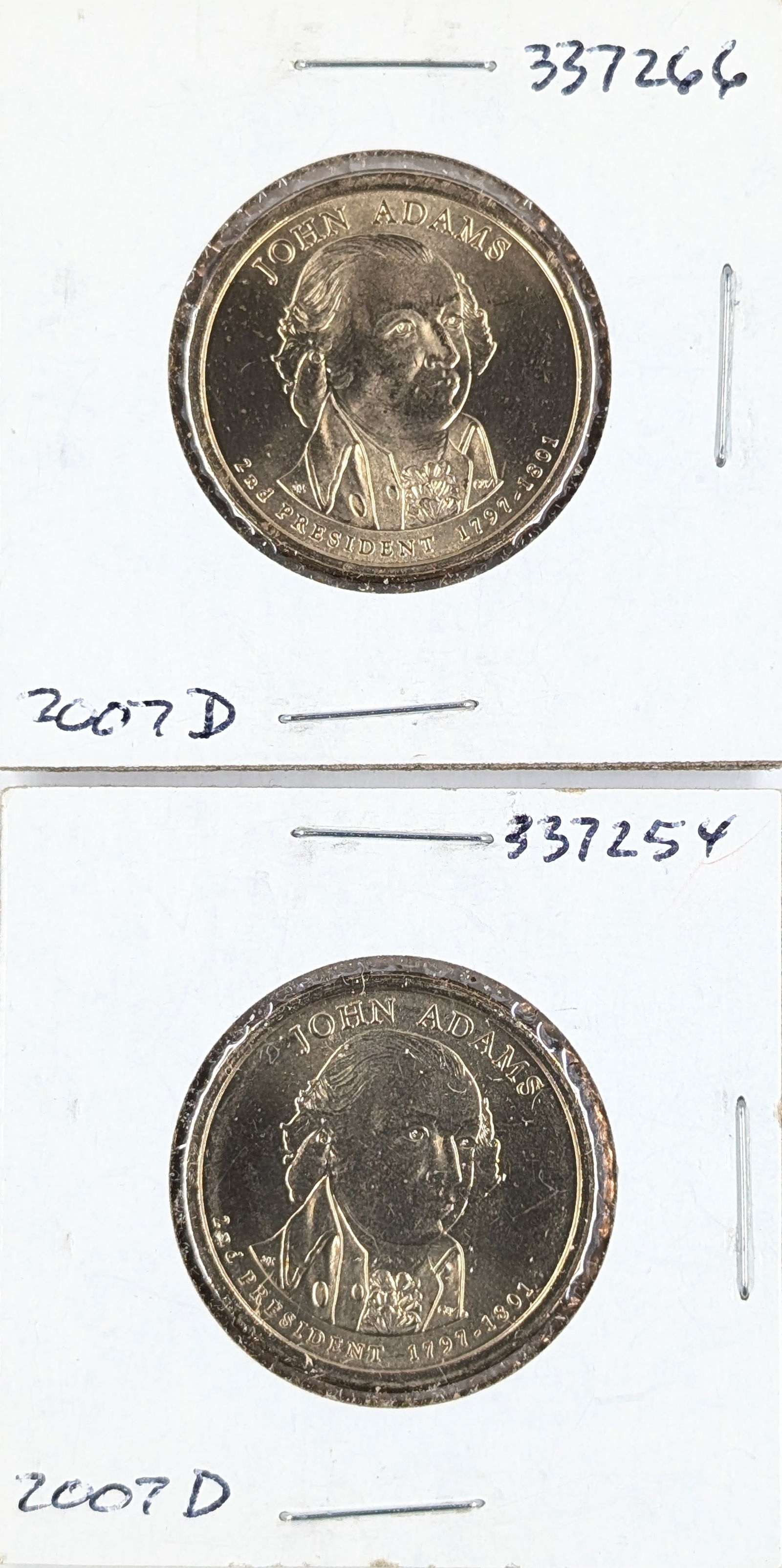 Lot of 2 Presidential 2007-D Adams Dollars: Coin 
