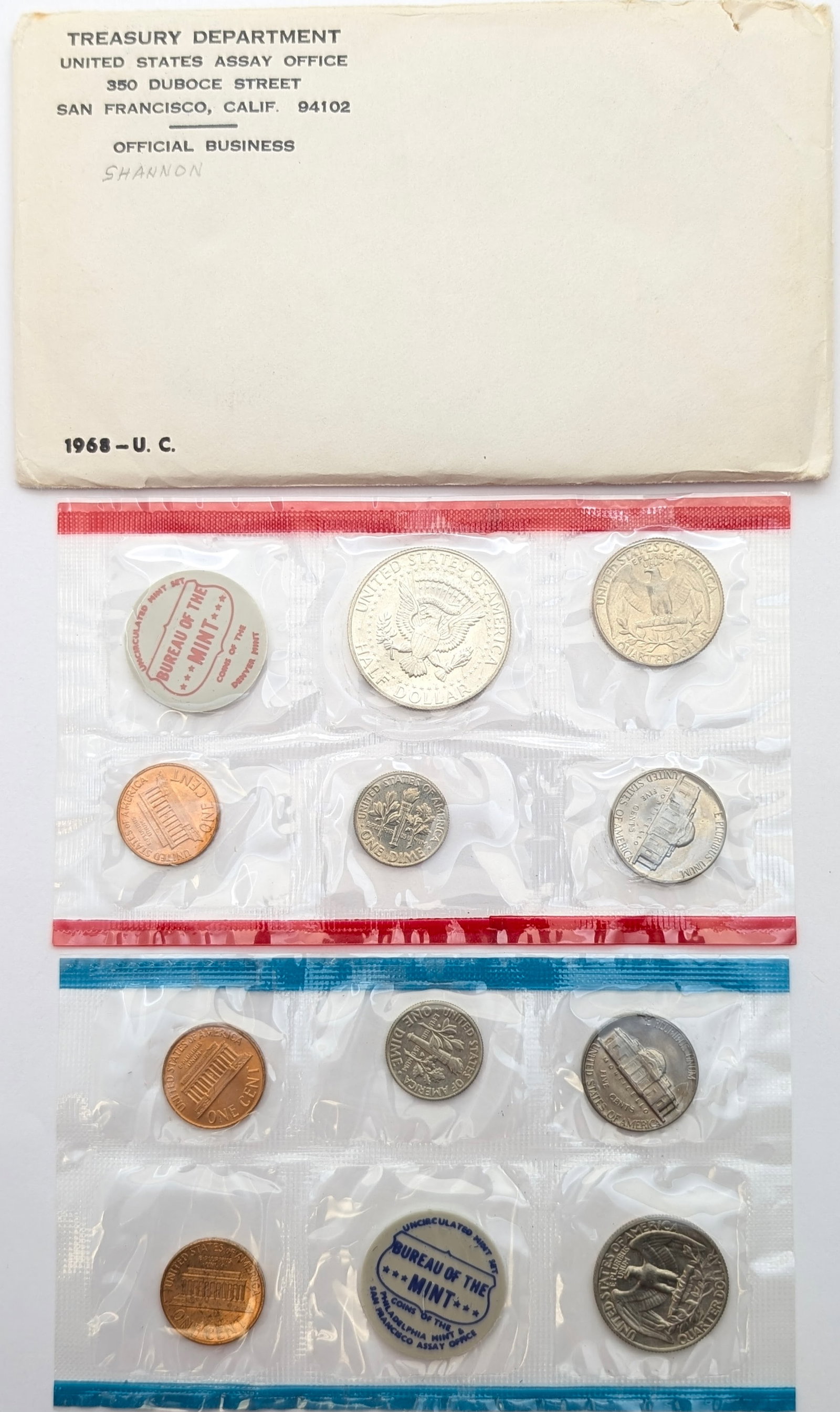 1968 US Mint Uncirculated Coin Set w/ Silver JFK Half - 2