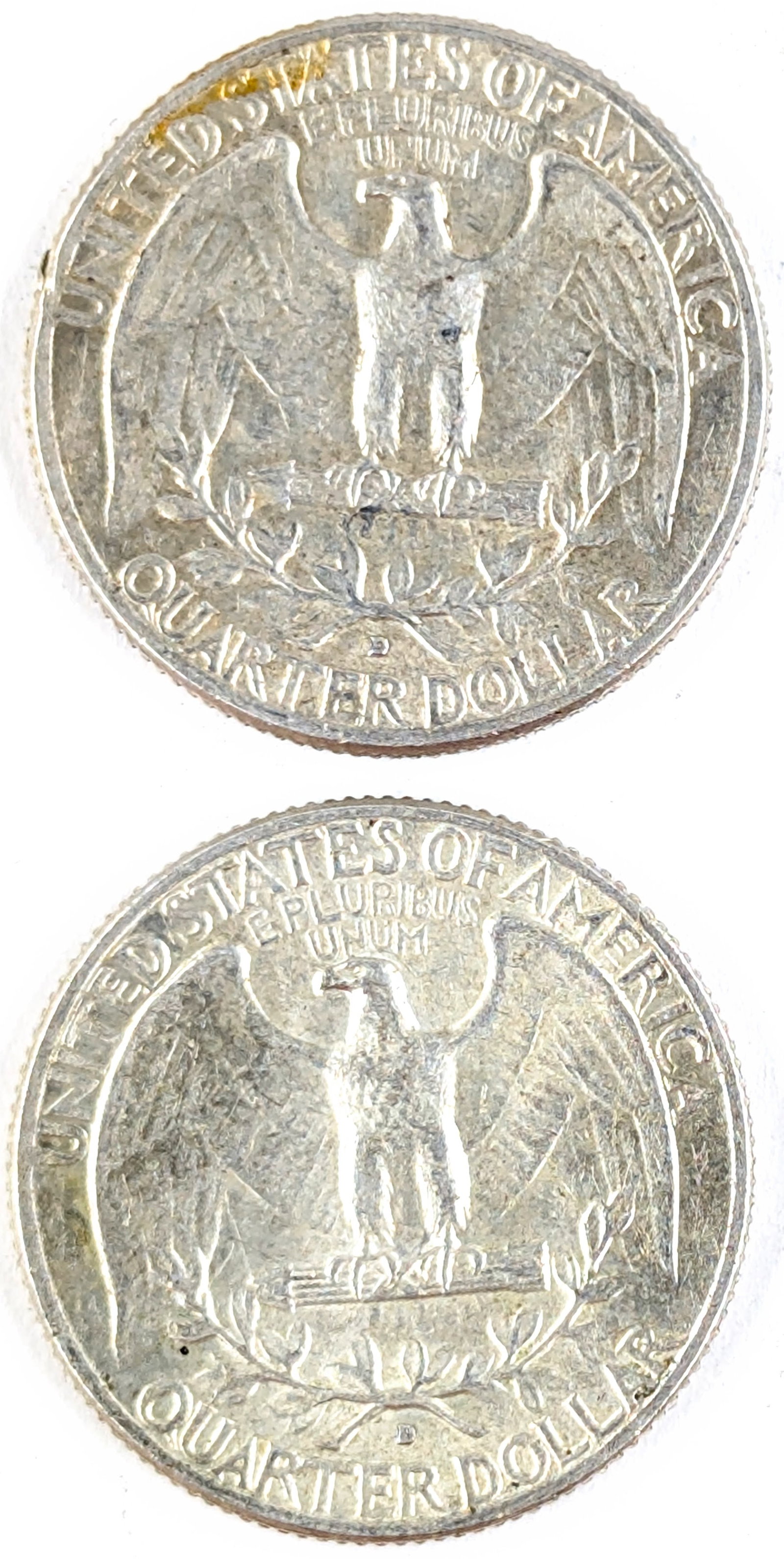 Lot of 2 Silver Washington Quarters - Both 1964-D - 2