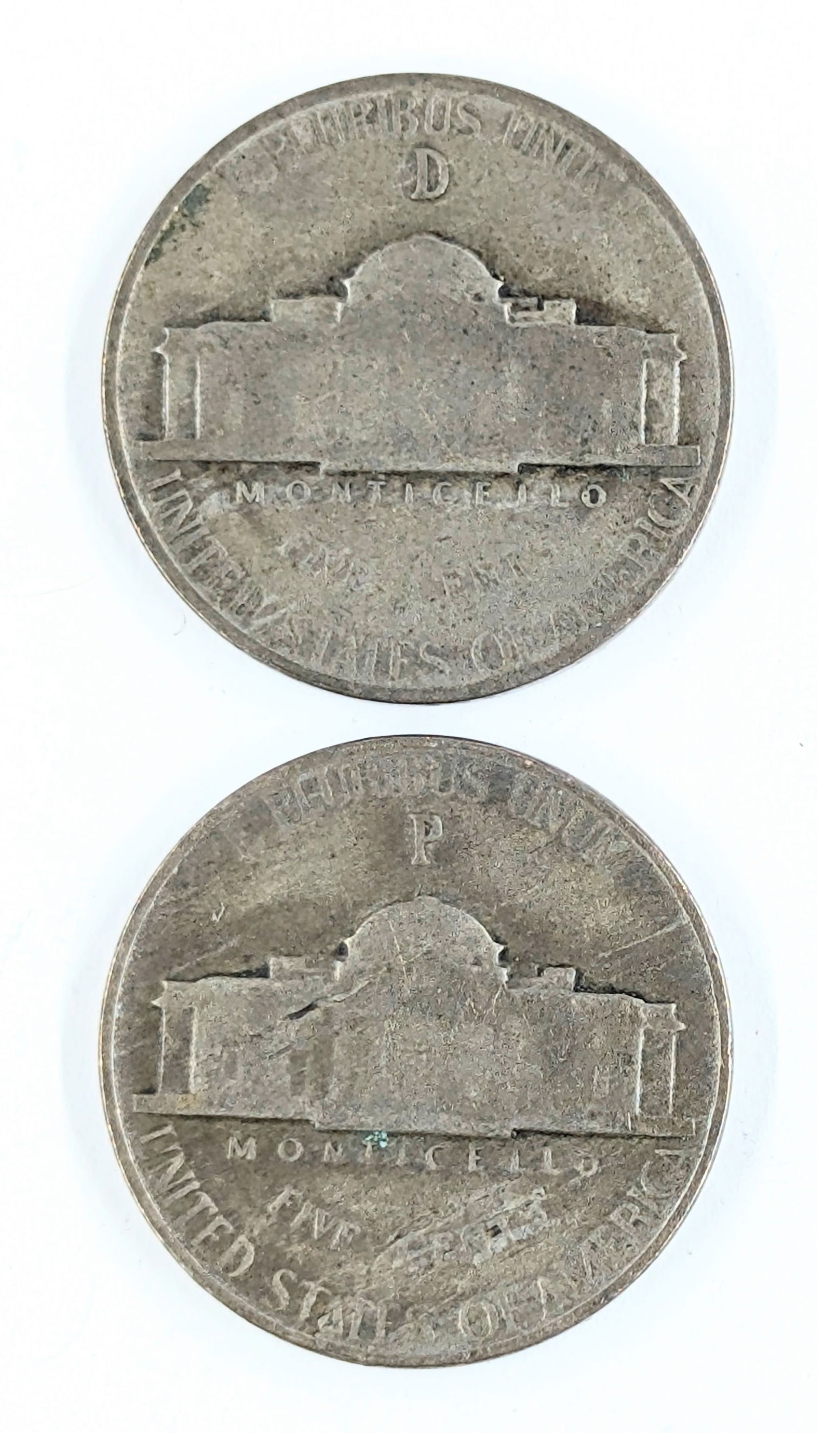 Lot of 2 Silver War Nickels - 1945 P/D - 2