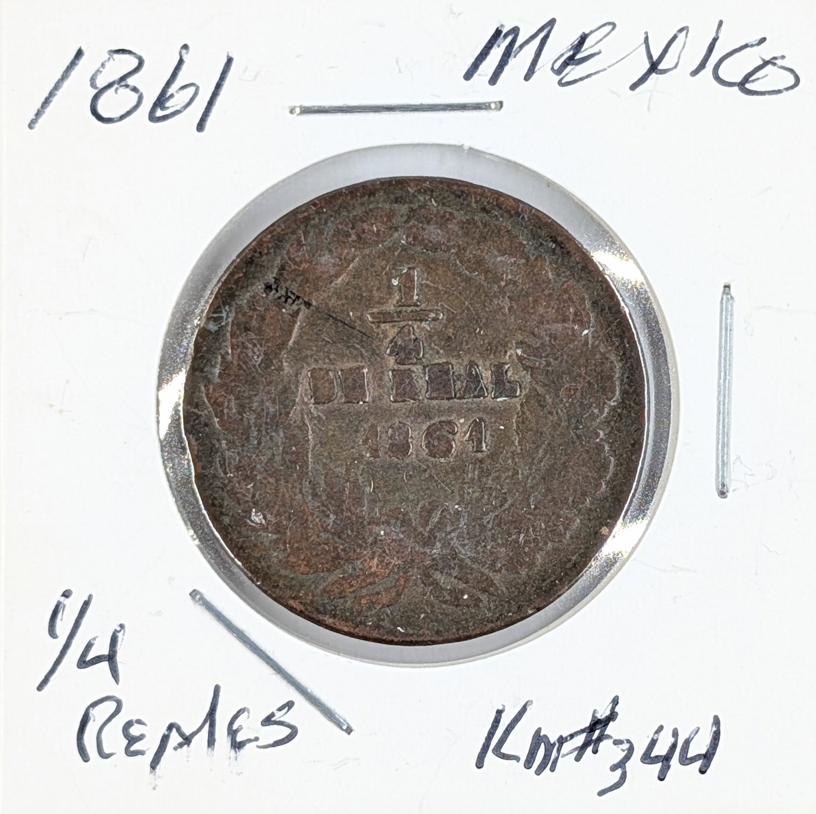 1861 Mexican 1/4 Reales: Coin