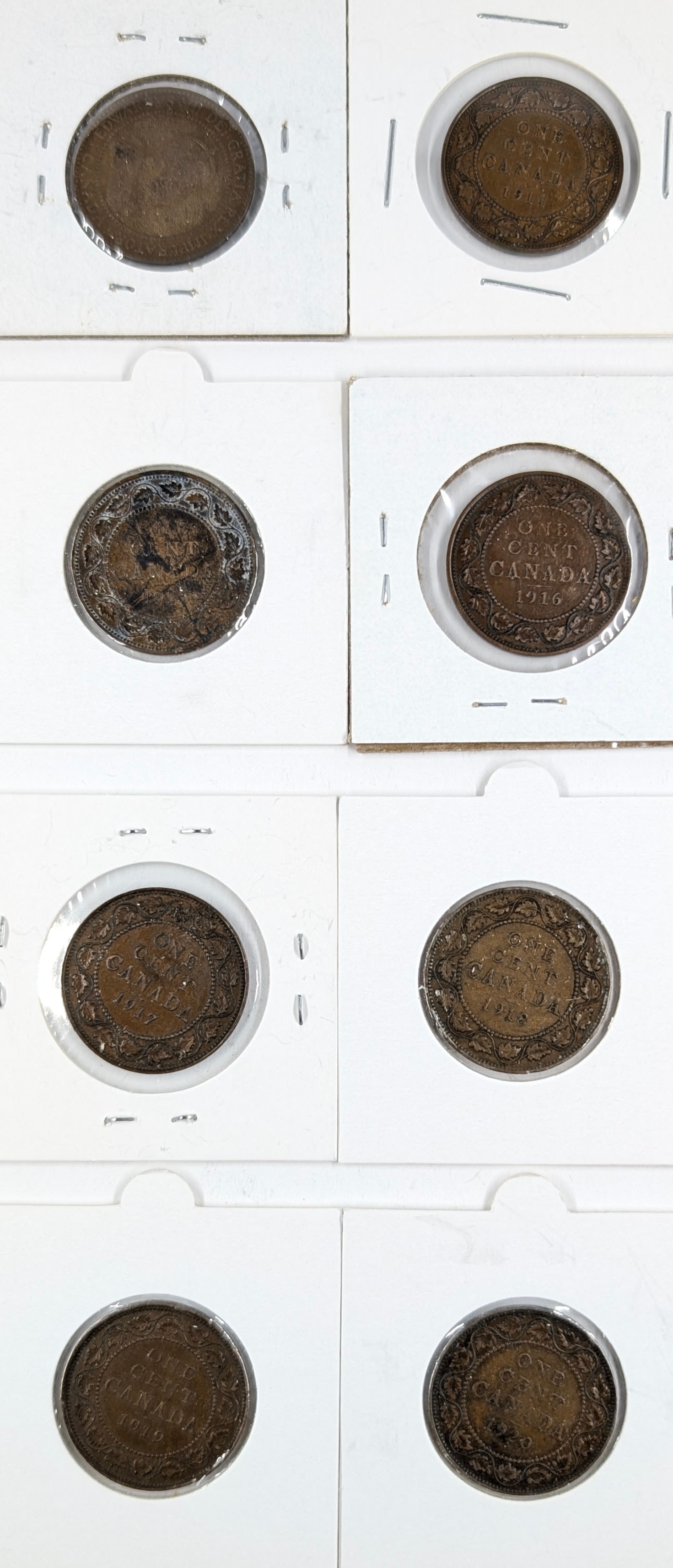 Lot of 8 Canadian Large Cents - 1910-1920 - 2