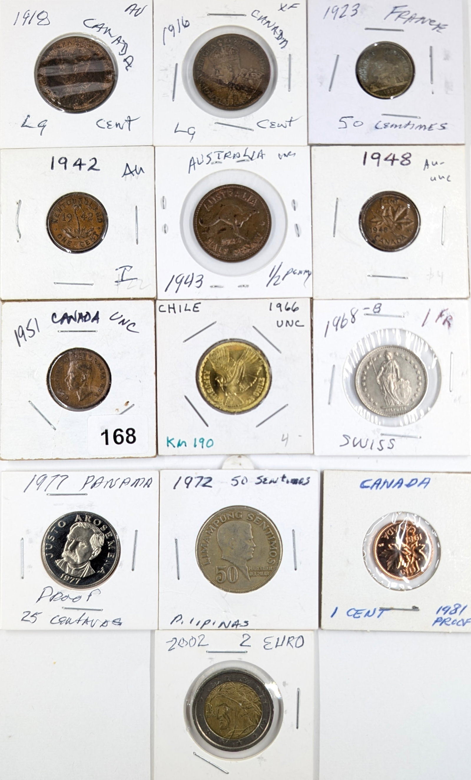 Lot of 13 Foreign Coins - Canada, Euro, Panama, etc. (1 of 2)