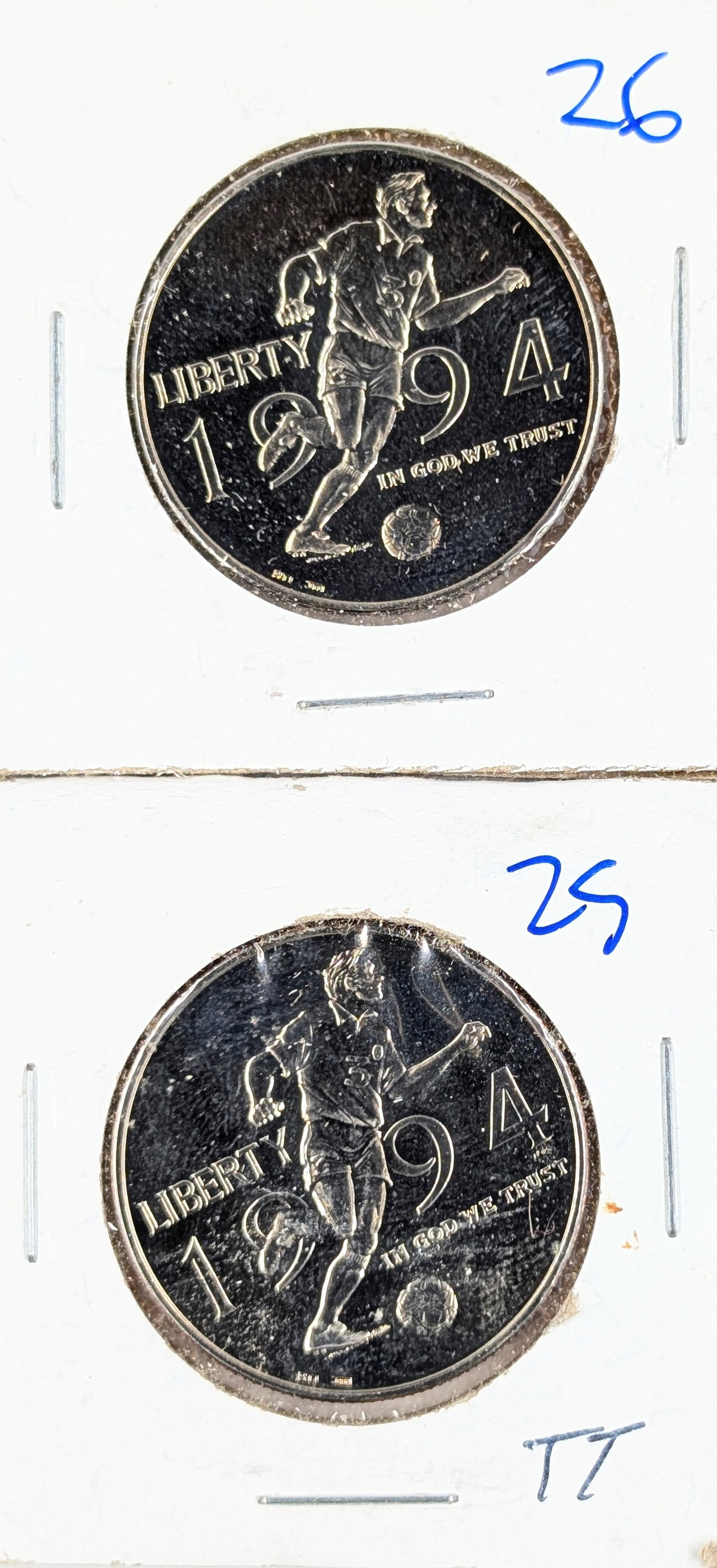 Lot of 2 Proof 1994 FIFA World Cup Soccer Half Dollars: Coin 