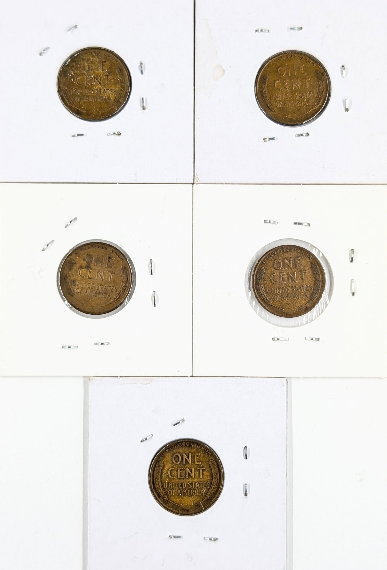 Lot of 5 Wheat Cents - 1930-1934 - 2