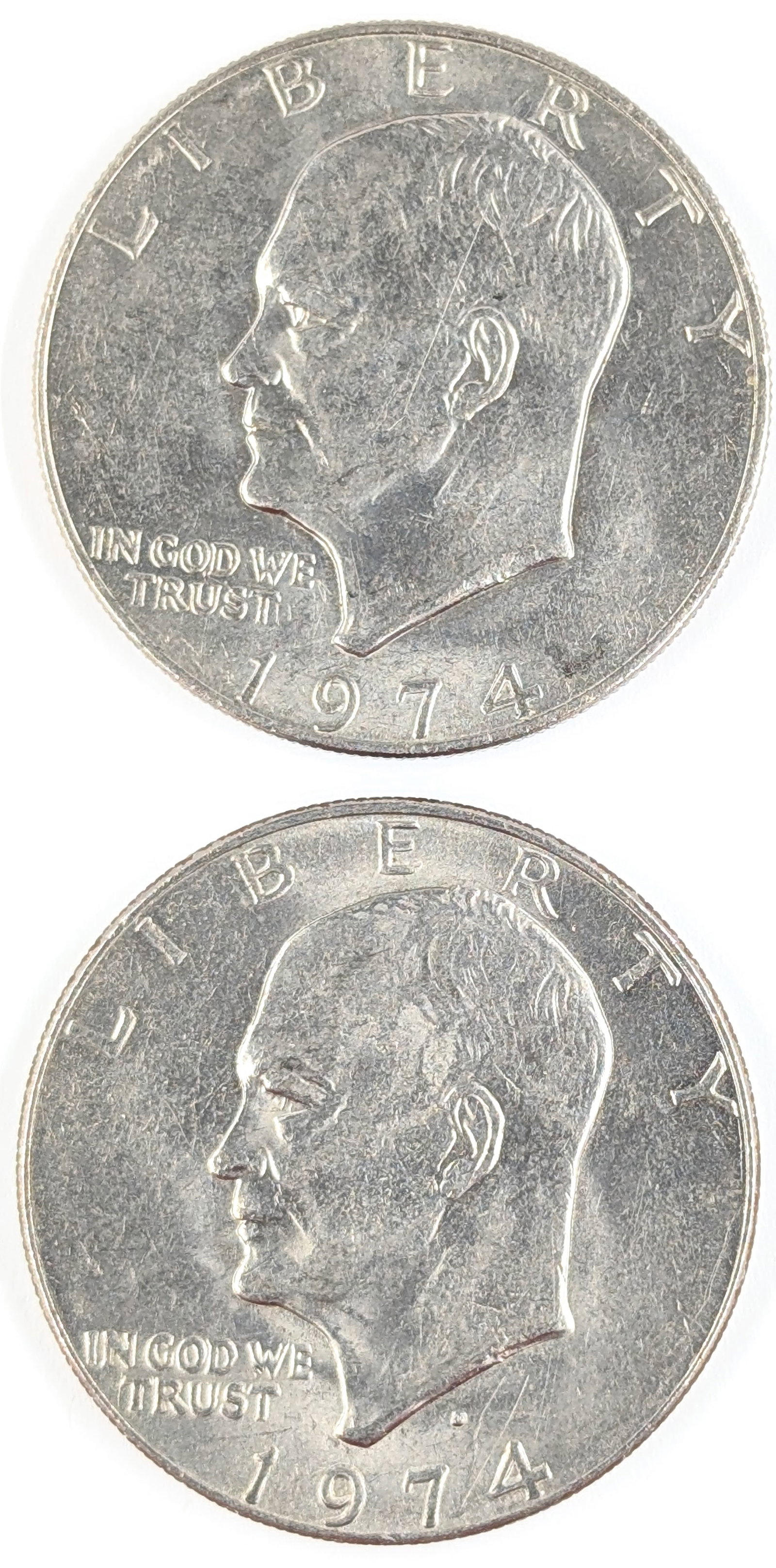 Lot of 2 Eisenhower "Ike" Dollars - 1974 P/D (1 of 2)
