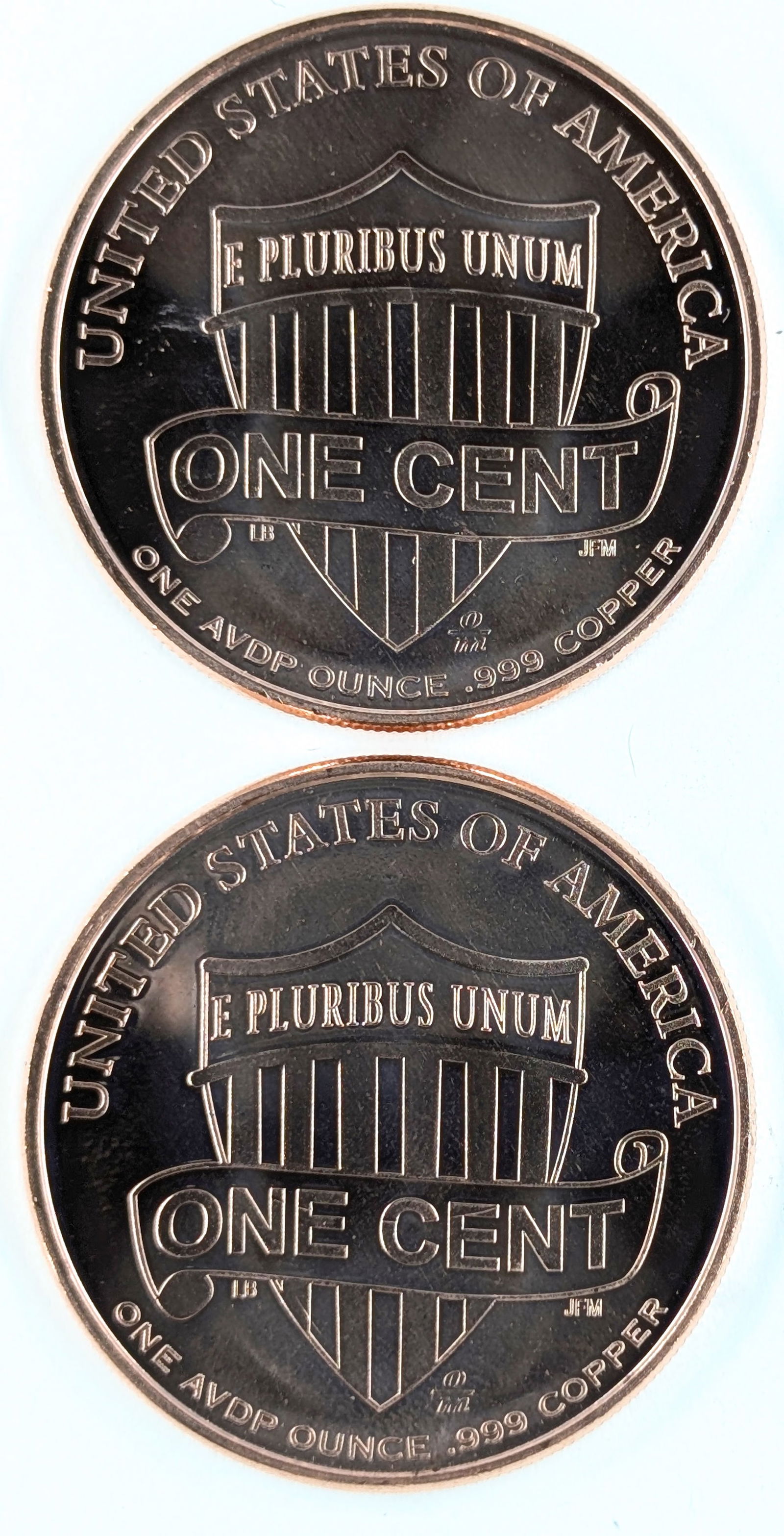 Lot of 2 - 1 Ounce (each) Fine .999 Copper Rounds - Lincoln - 2