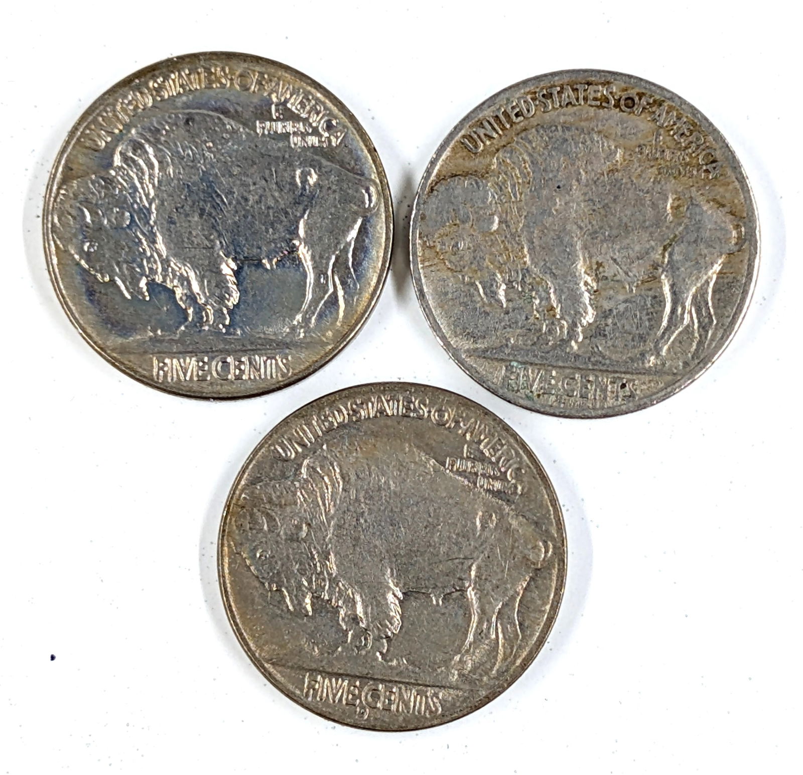 Lot of 3 Buffalo Head Nickels- 1937 P/S/D - 2
