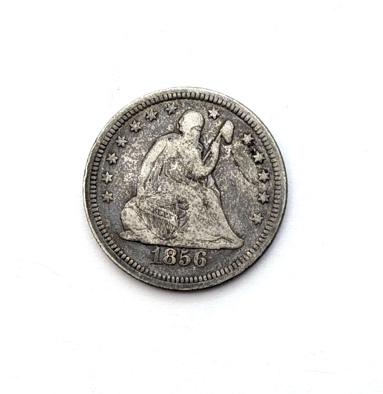 1856 Silver Seated Liberty Quarter: _ 