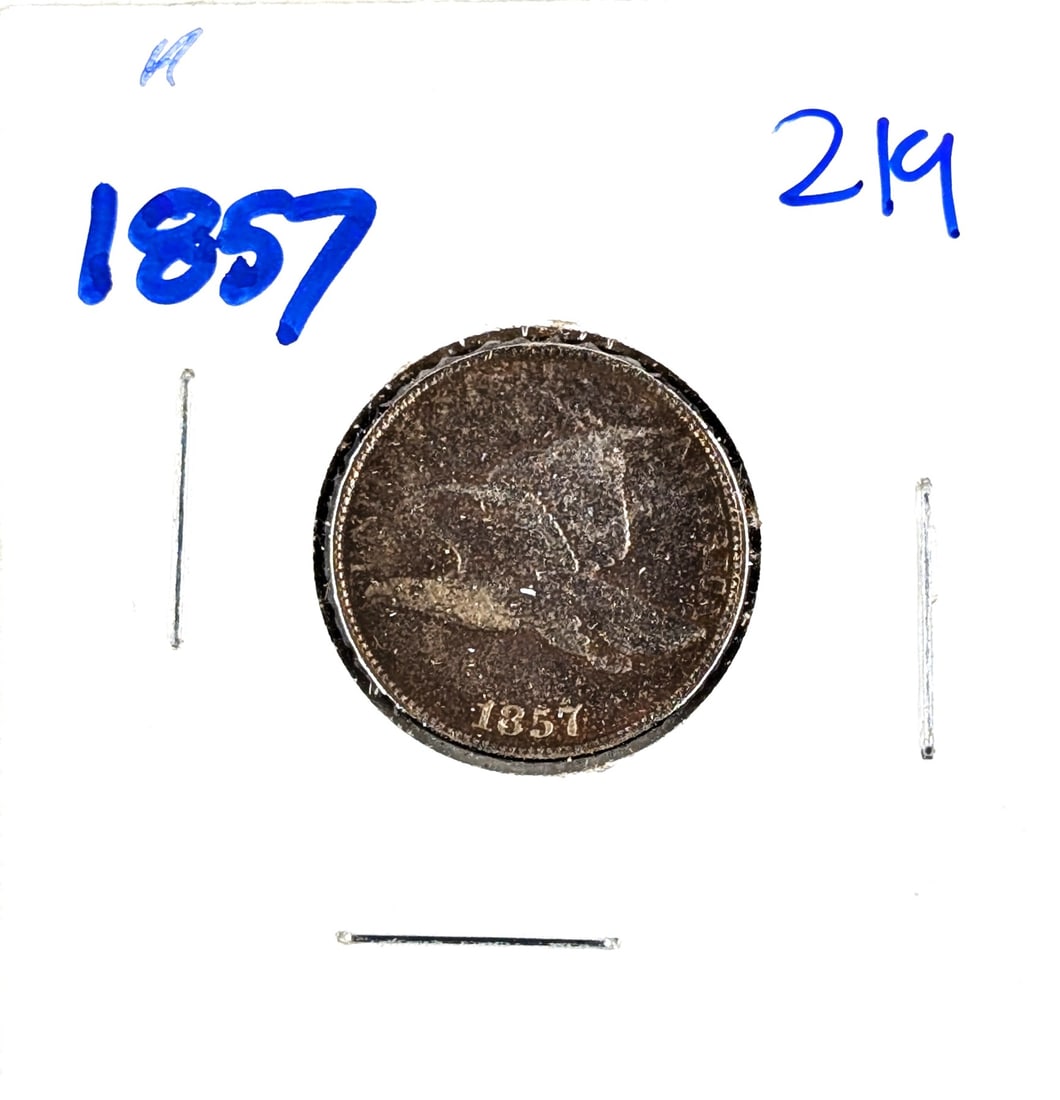 1857 Flying Cent- Crisp Features and Great Condition!: _ 