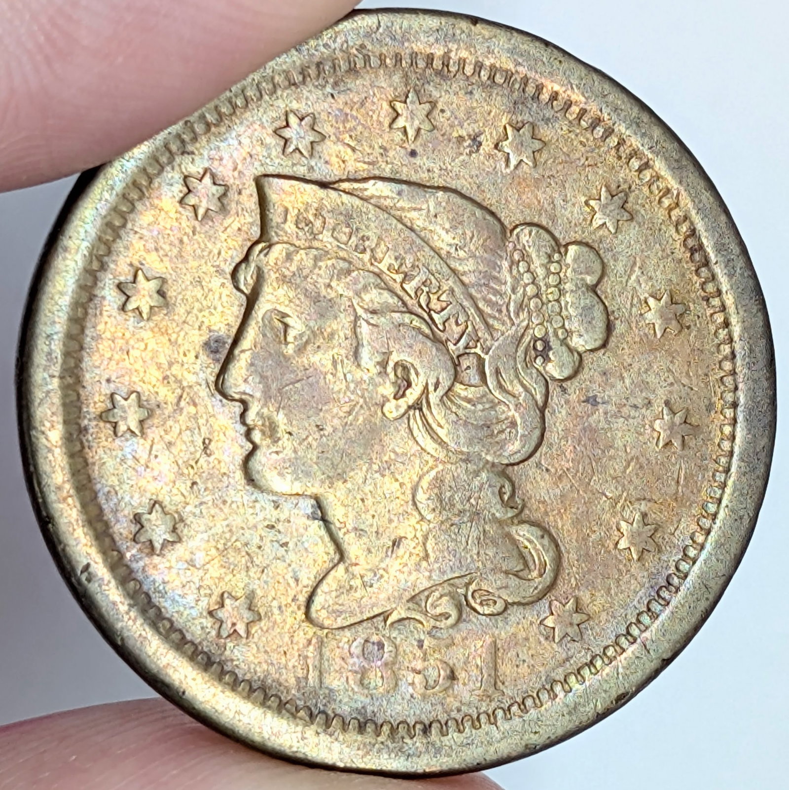 1851 Large Cent - Toned: Coin 
