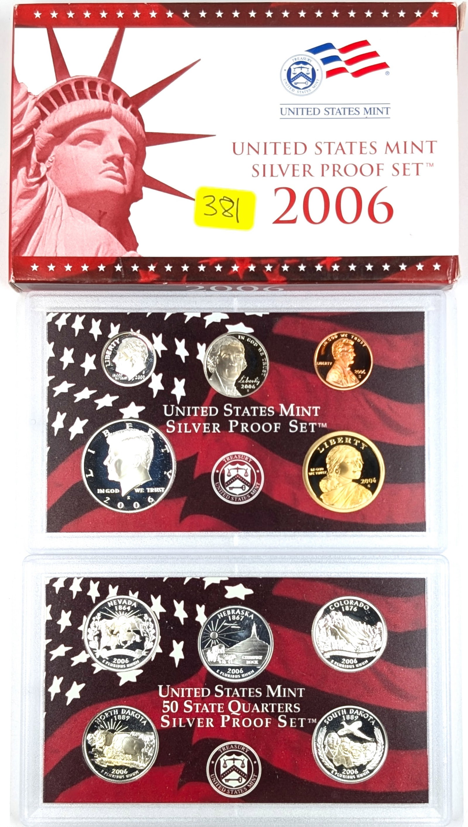 2006 Silver US Mint Proof Set w/ Silver Half, Quarters & Dime w/ COA: Silver