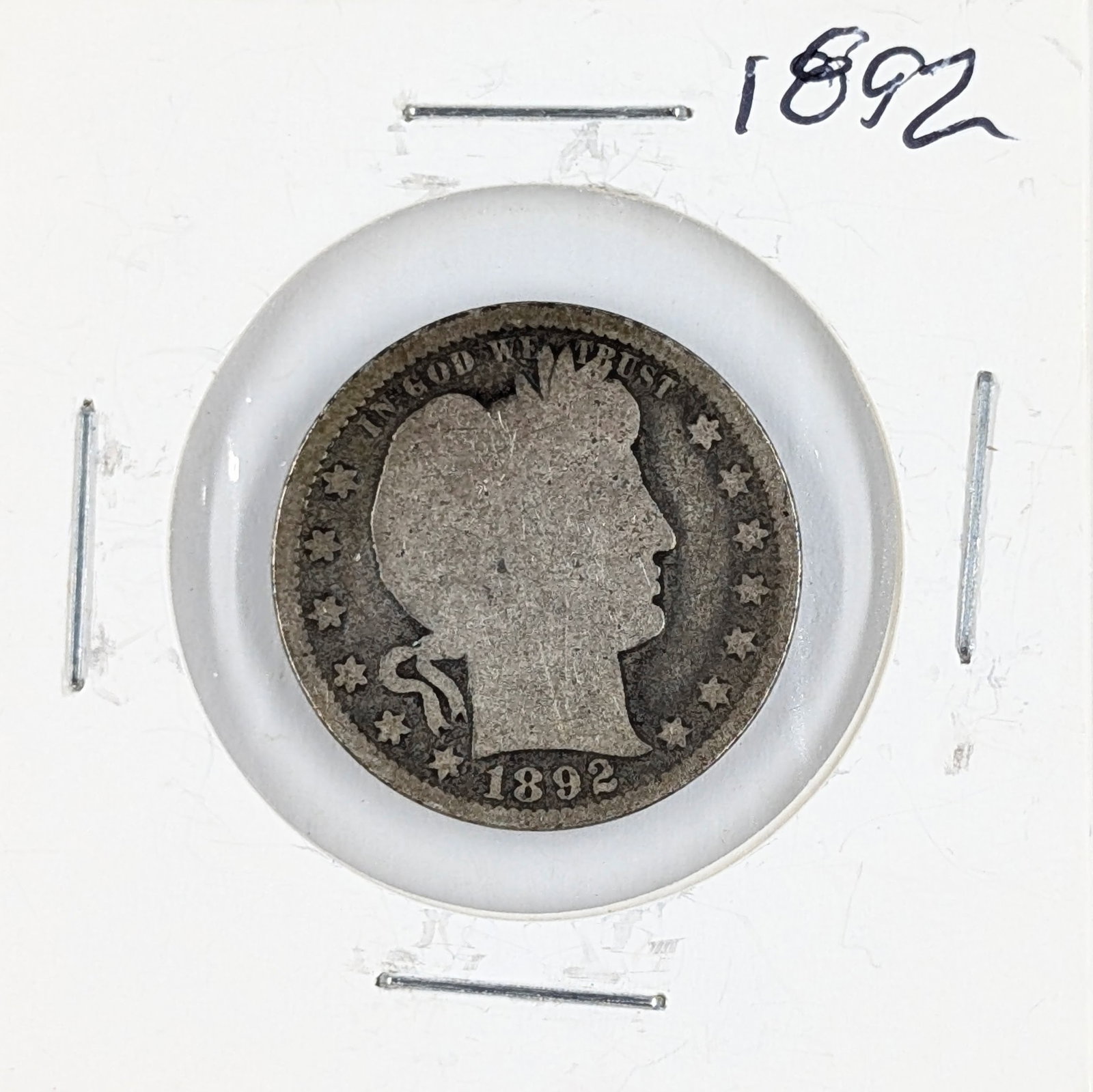 1892 Silver Barber Quarter: Silver 
