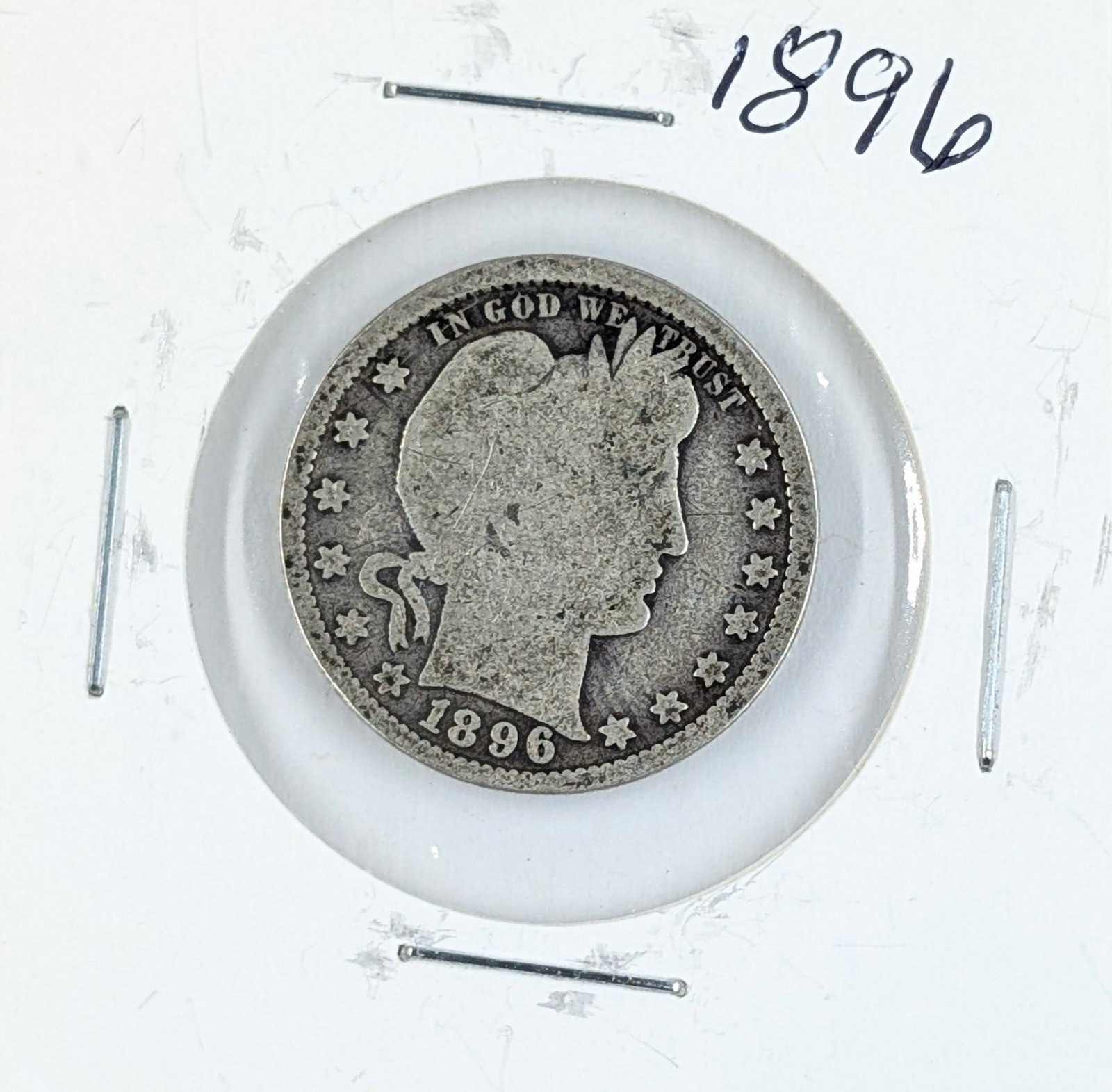 1896 Silver Barber Quarter: Silver 