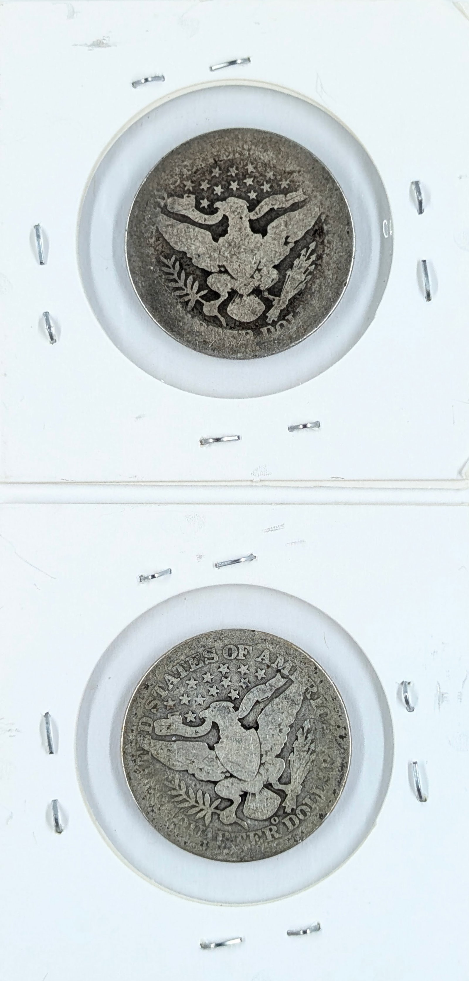 Lot of 2 Silver Barber Quarters - 1908 P/O - 2