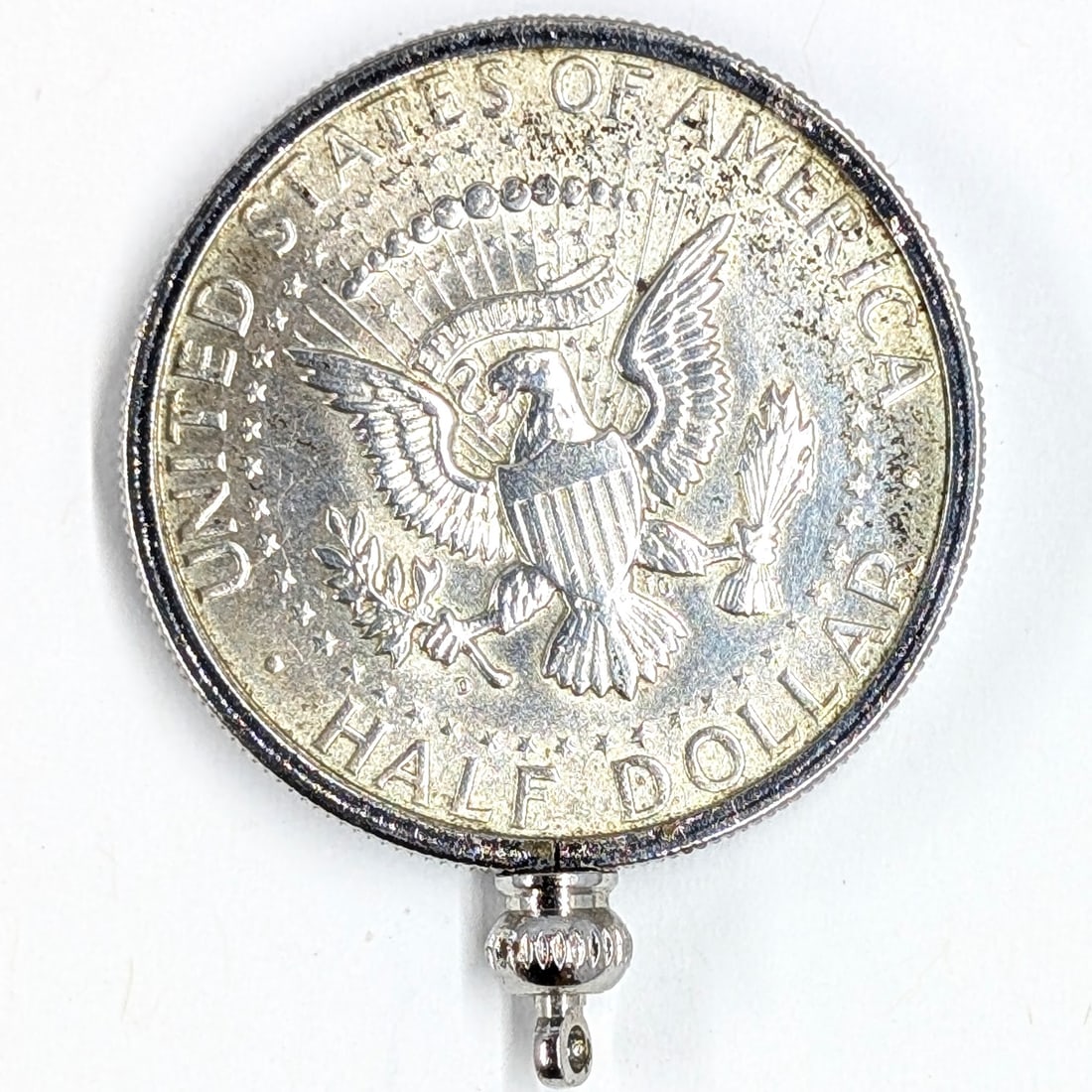 1964 Silver John F Kennedy Half Dollar in Pendant Frame - 2