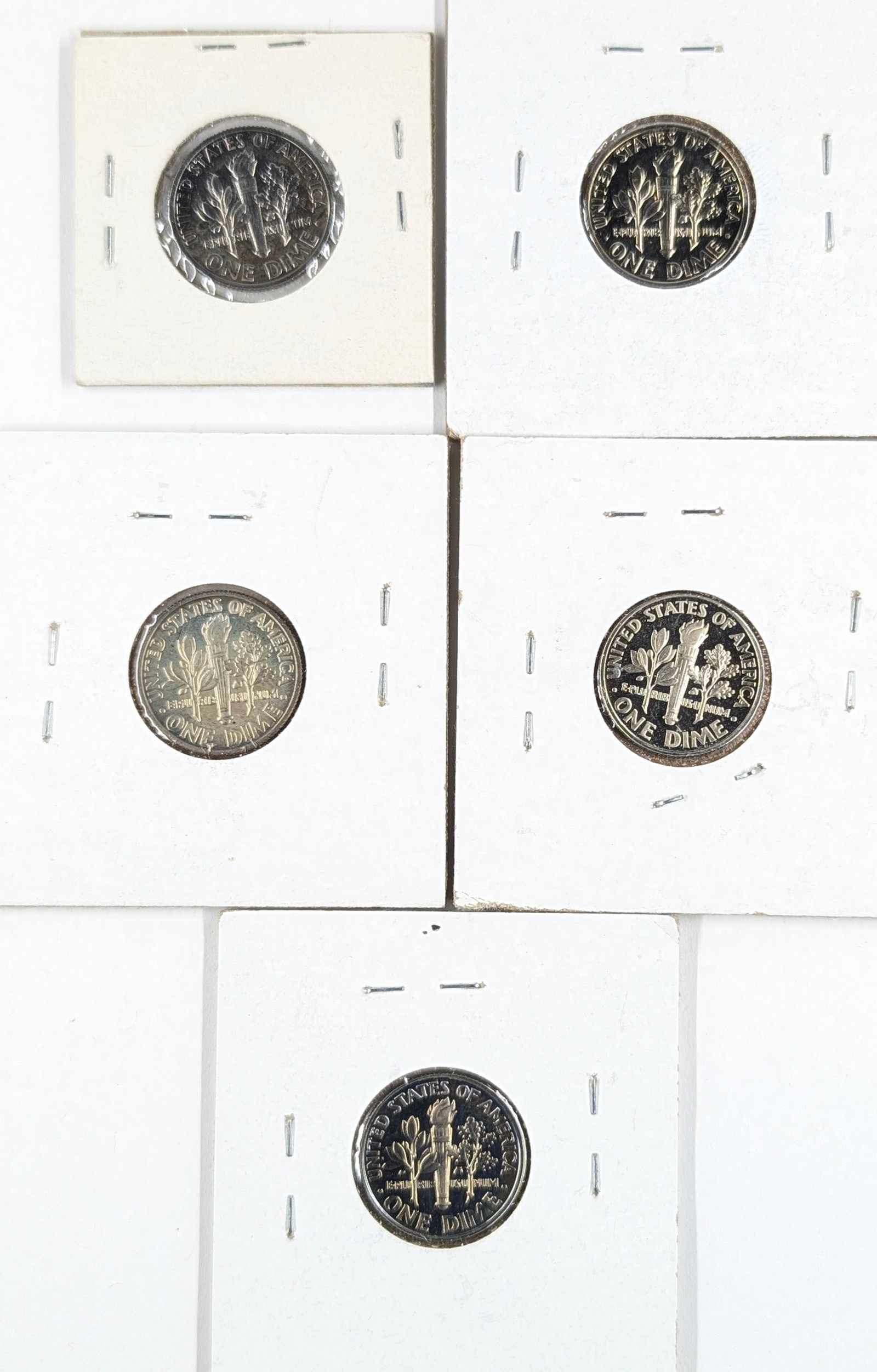 Lot of 5 Roosevelt Dimes - 1968-1999 - All Proofs - 2