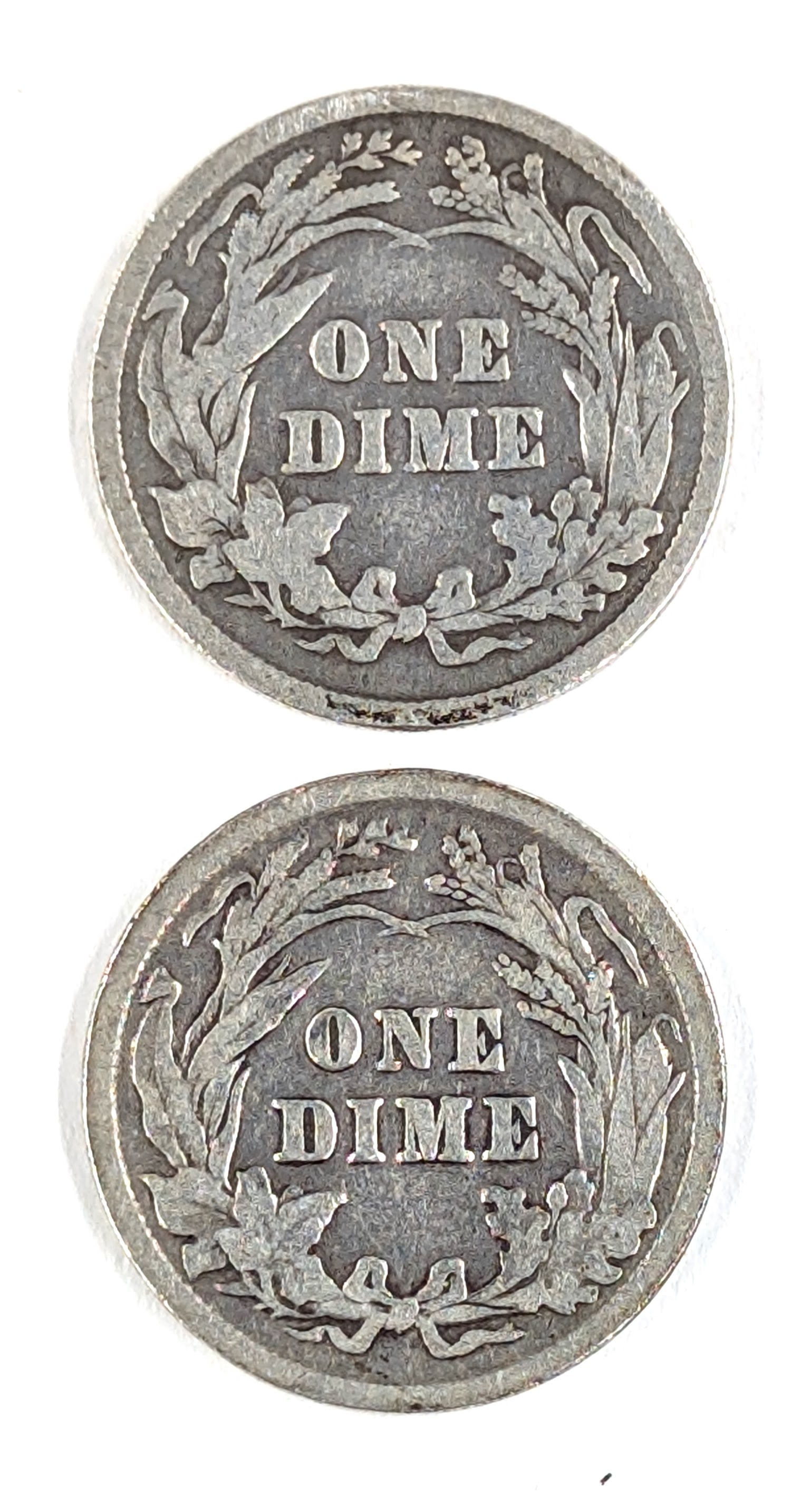 Lot of 2 Silver Barber Dimes - 1892, 1901 - 2