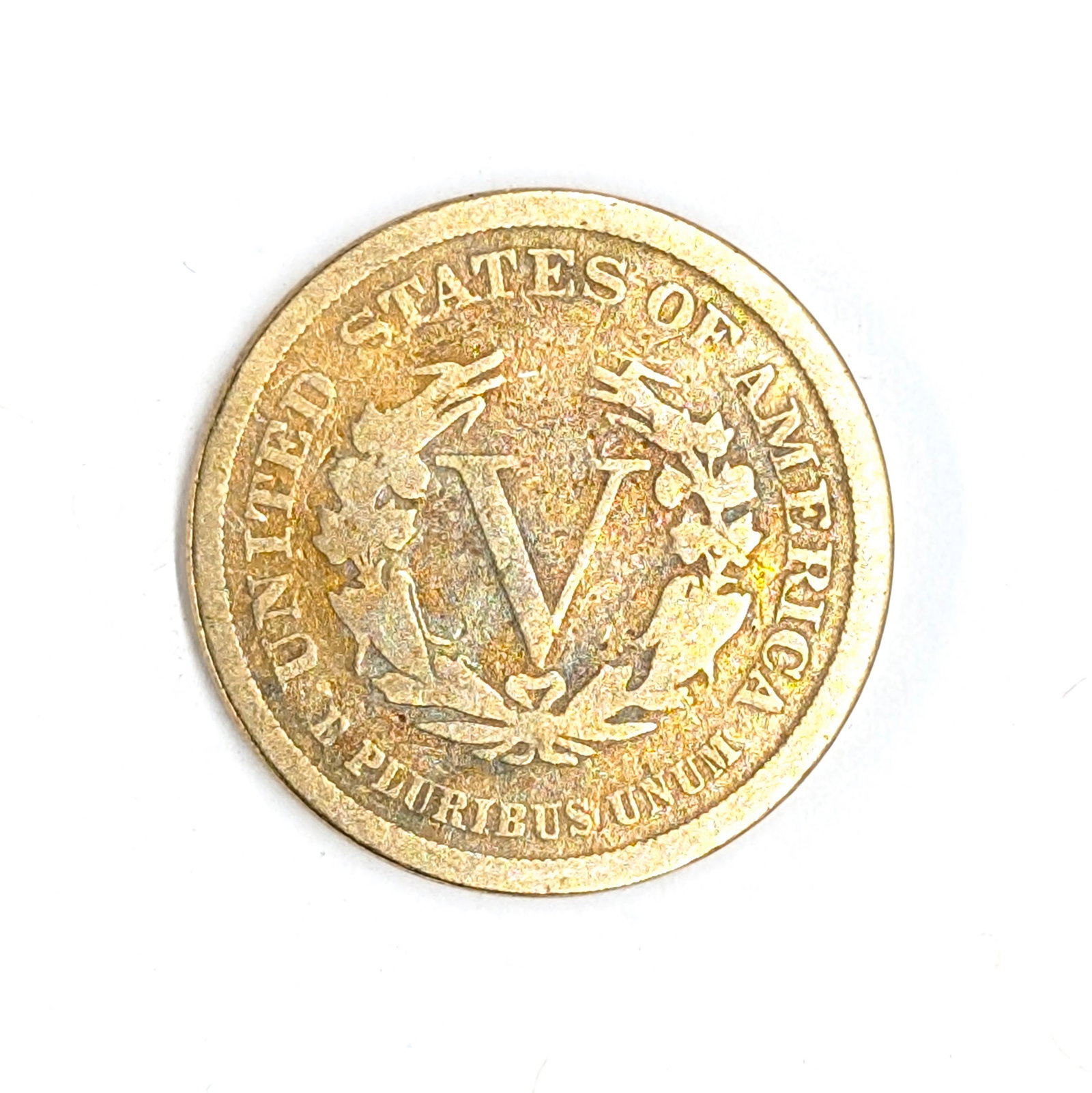 Gold plated 1883 Liberty V Nickel - No 'Cents' - 2