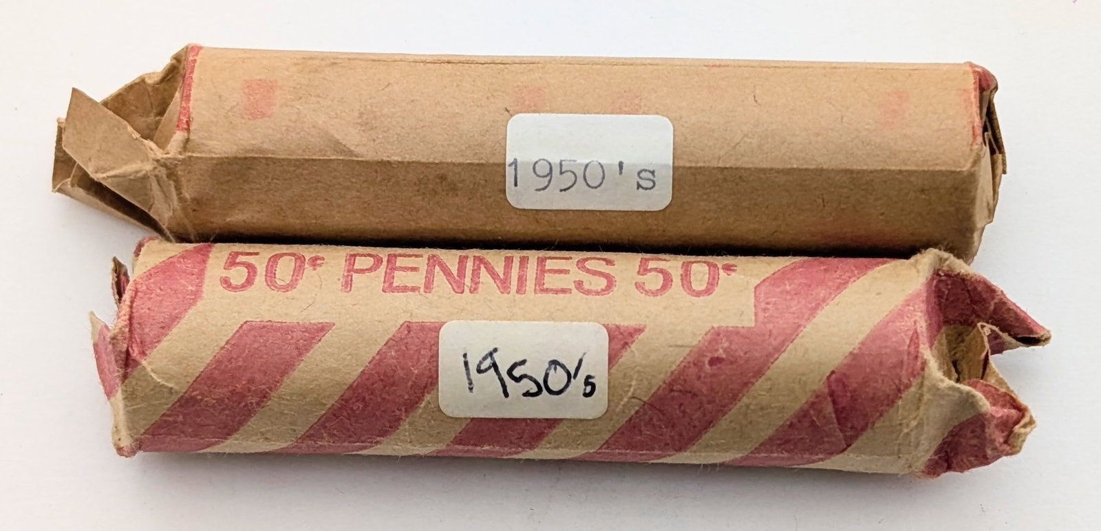 Lot of 2 Rolls of 50 (each) Wheat Cents - 1950s - 3