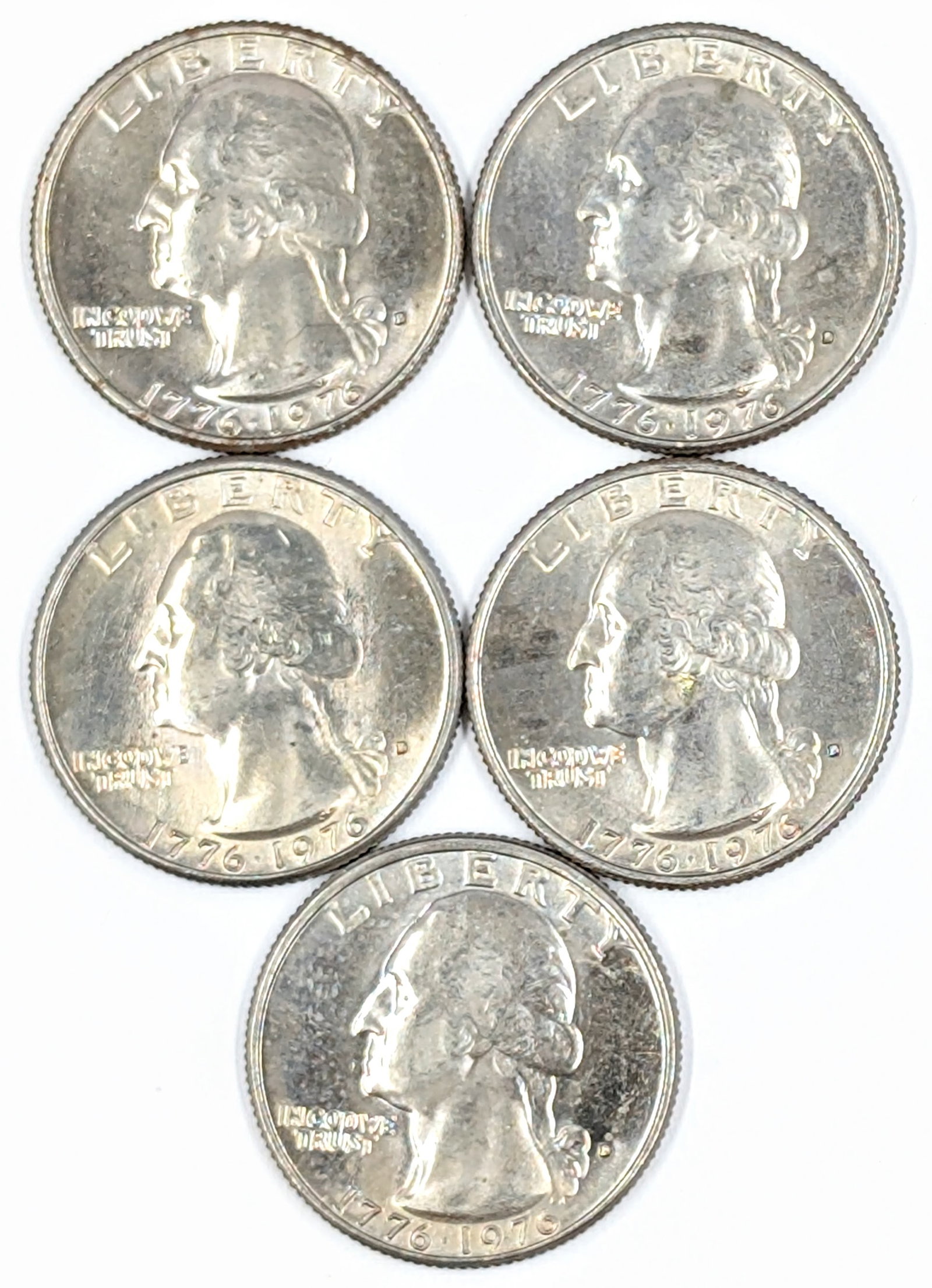 Lot of 5 Bicentennial 1976 Washington Quarters - Most Uncirculated (1 of 2)