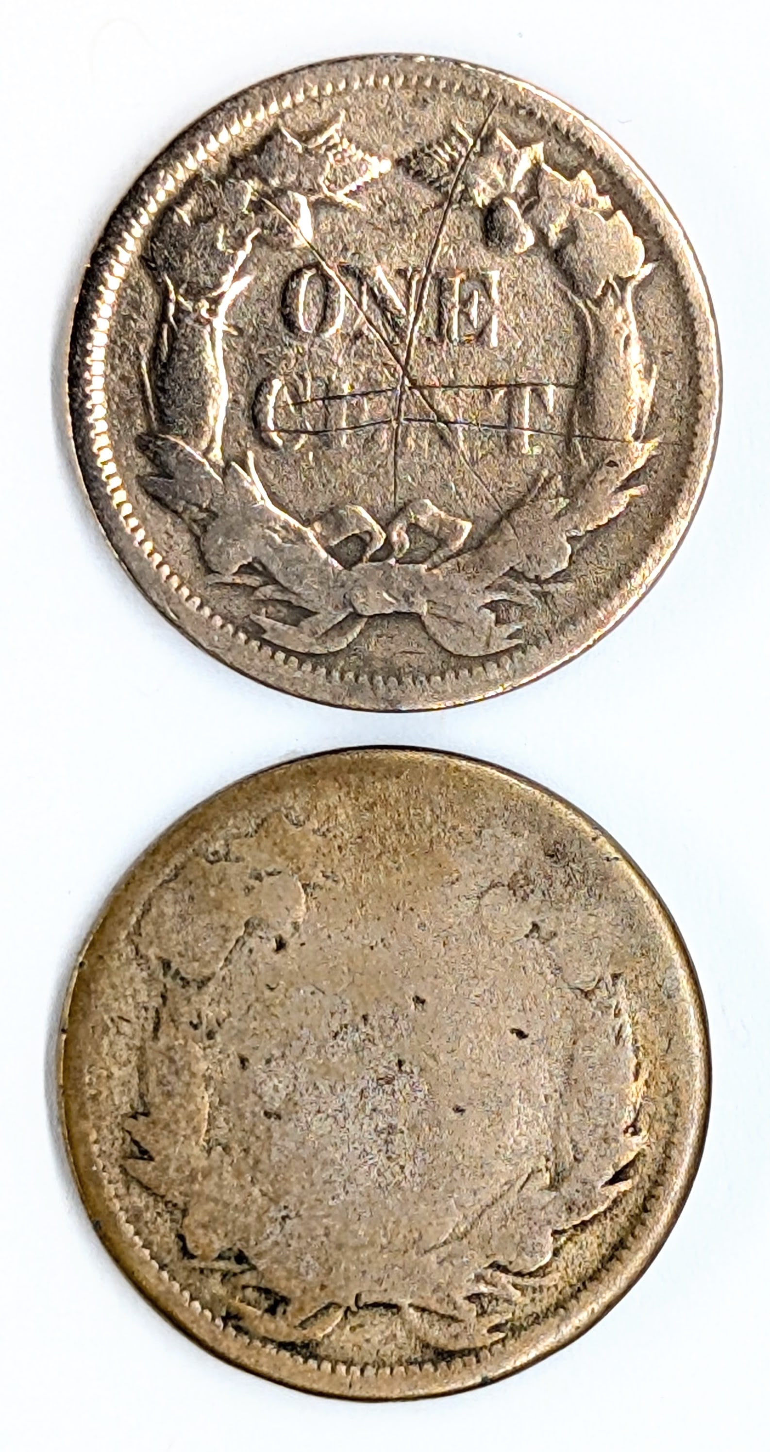 Lot of 2 Flying Cents - Both 1858 - 2