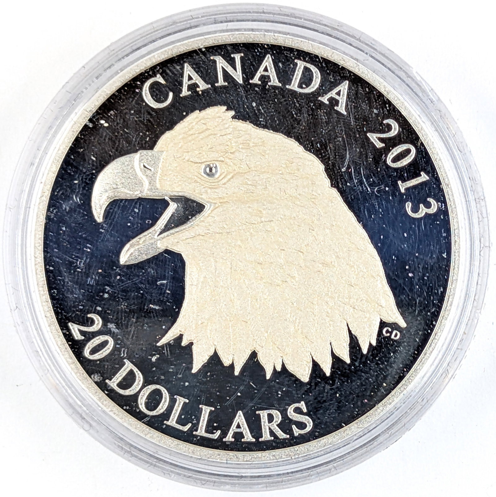 1 Ounce Fine .999 Silver 2013 Canadian $20 Proof Coin - The Bald Eagle w/ Box & Papers - 2