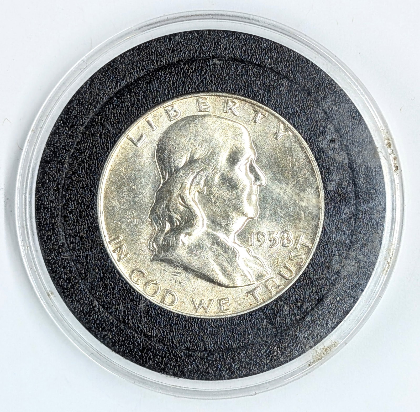 1958-D Silver Franklin Half Dollar - Uncirculated, Toned: Silver 