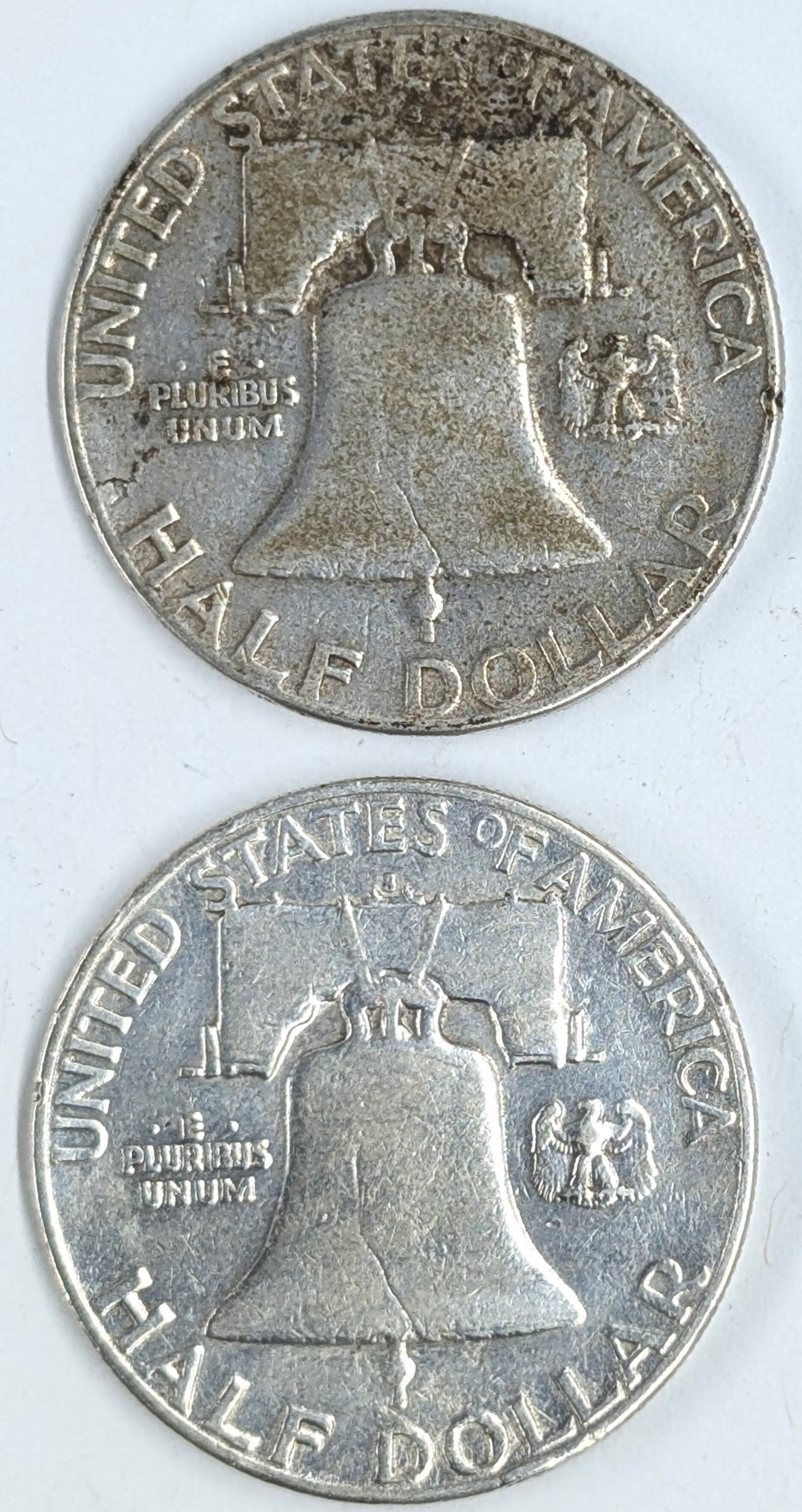 Lot of 2 Silver Franklin Half Dollars - 1952-S, 1953-S - 2