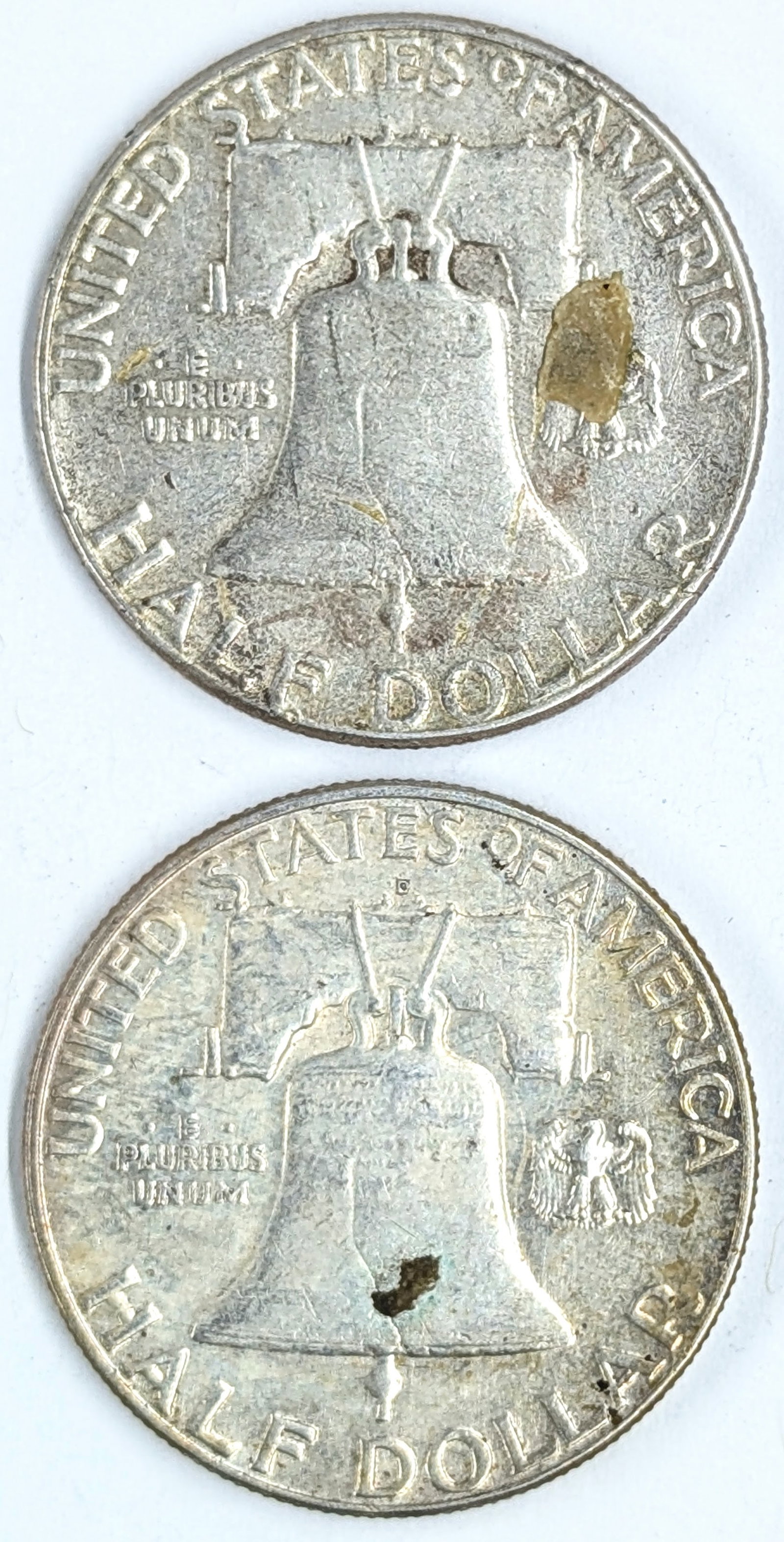 Lot of 2 Silver Franklin Half Dollars - 1963 P/D - 2