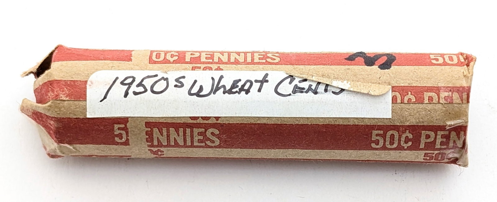 Roll of 50 Wheat Cents from the 1950s - 3