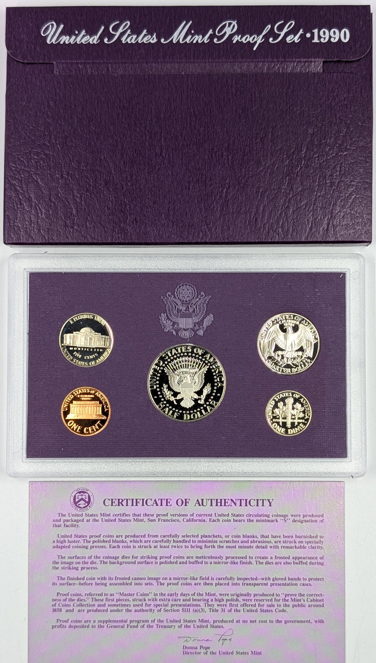 1990 US Mint Proof Set w/ COA - 2