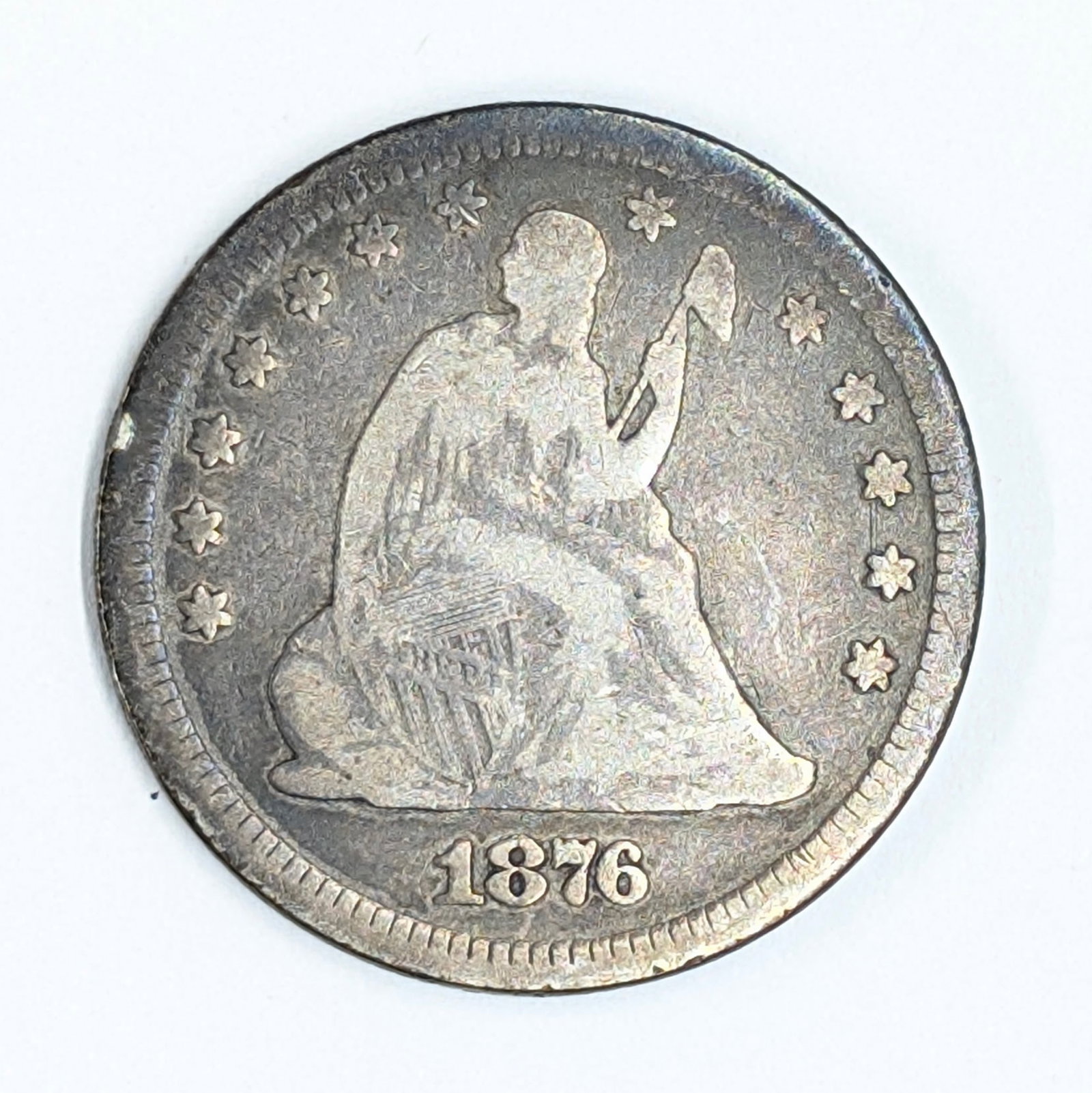 1876 Silver Liberty Seated Quarter: Silver 