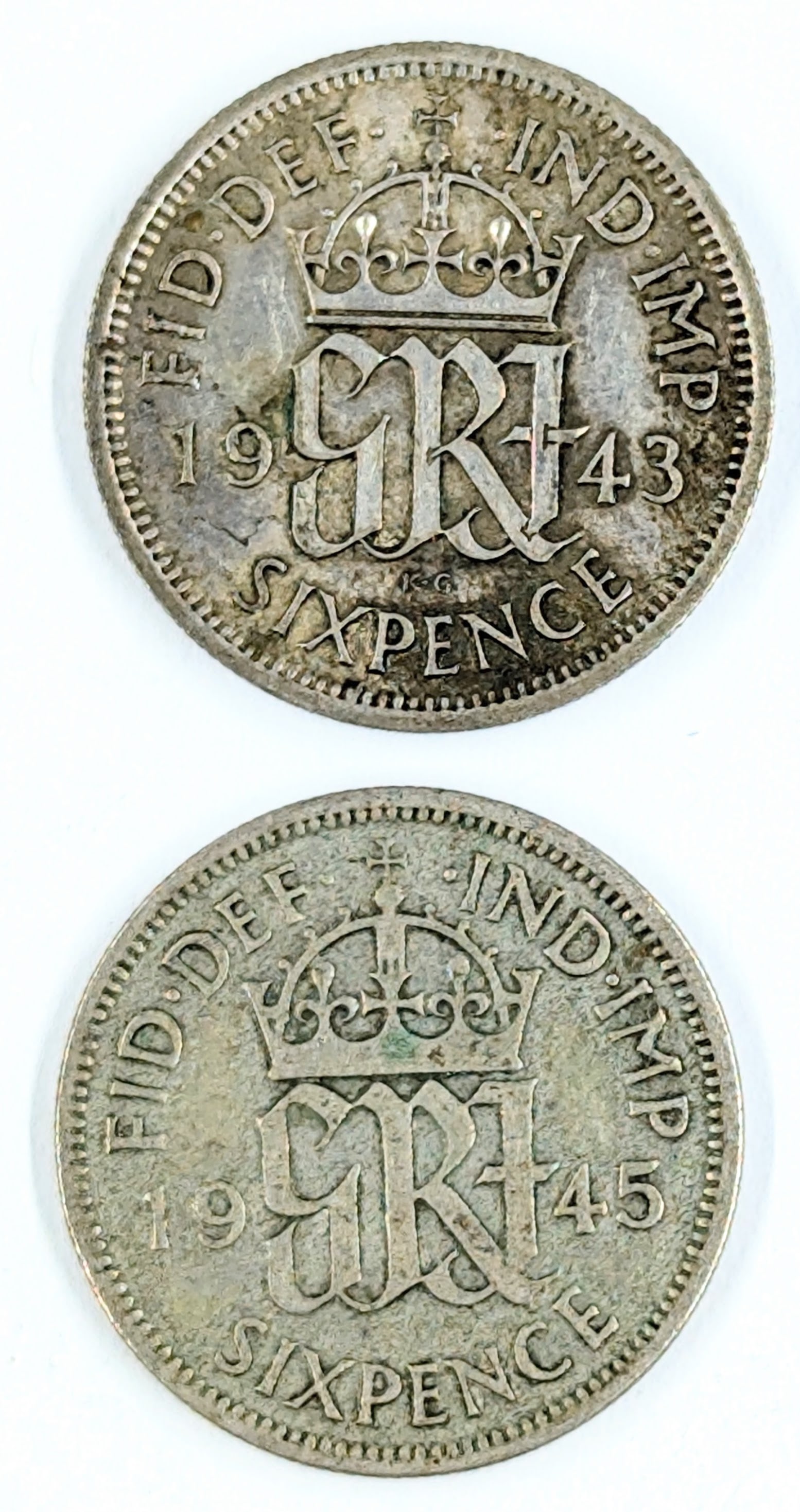 Lot of 2 Silver United Kingdom 6 Pence - 1946, 1945: 50% Silver 