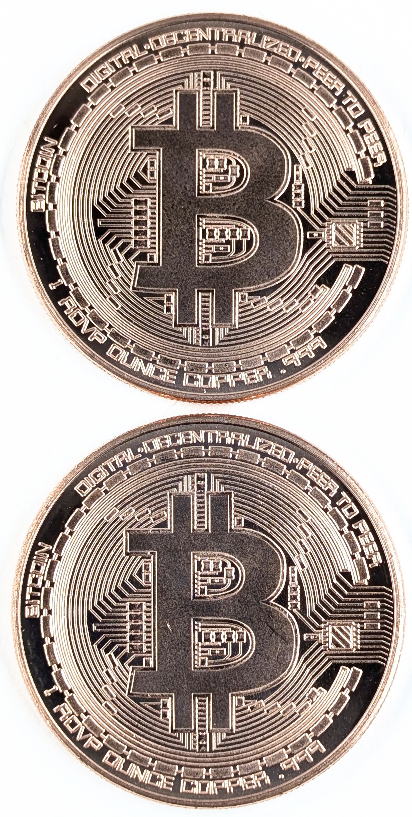 Lot of 2 - 1 Ounce (each) Fine .999 Copper Rounds - Bitcoin (1 of 2)