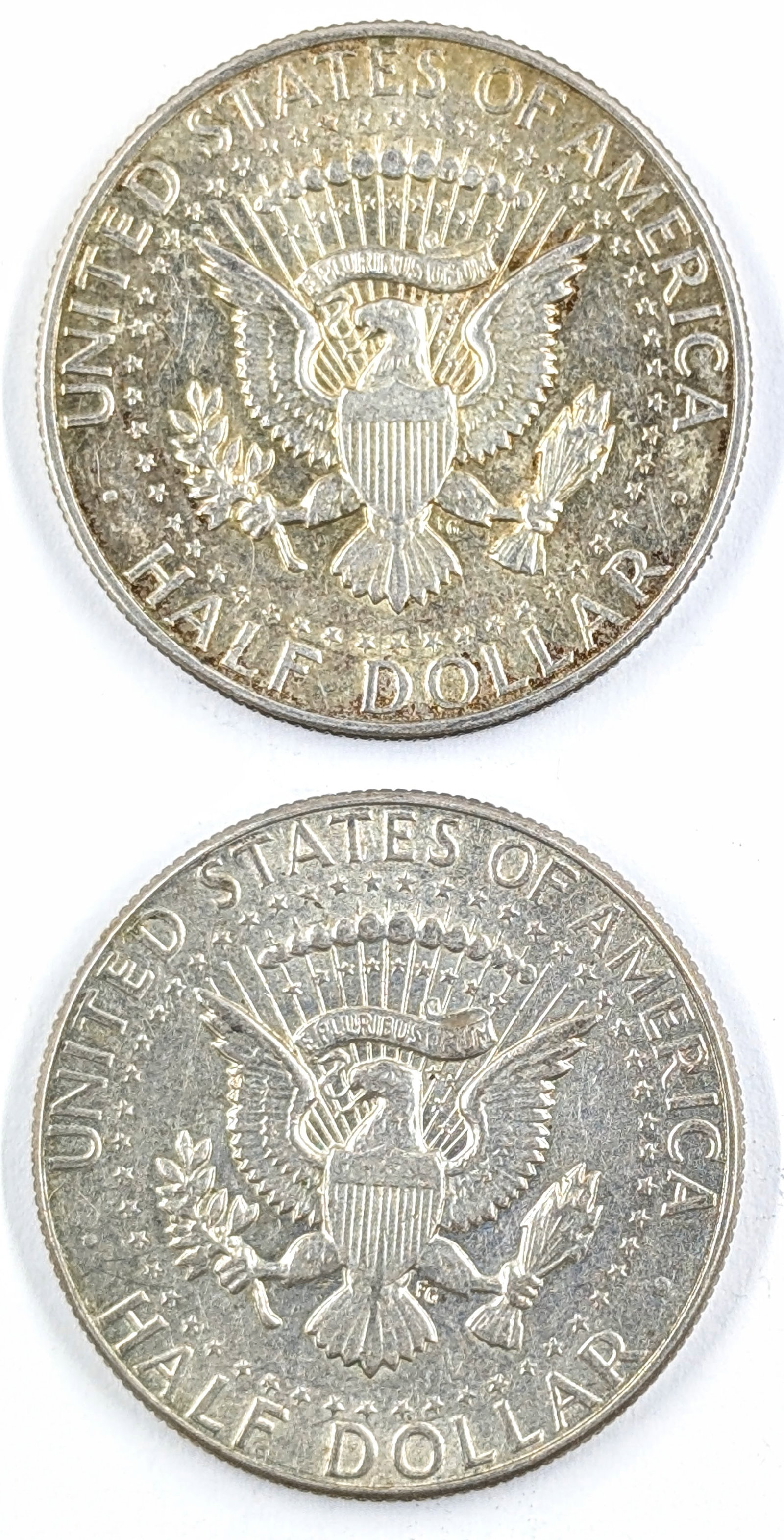 Lot of 2 Silver John F Kennedy Half Dollars - 1968-D, 1968-D - 2