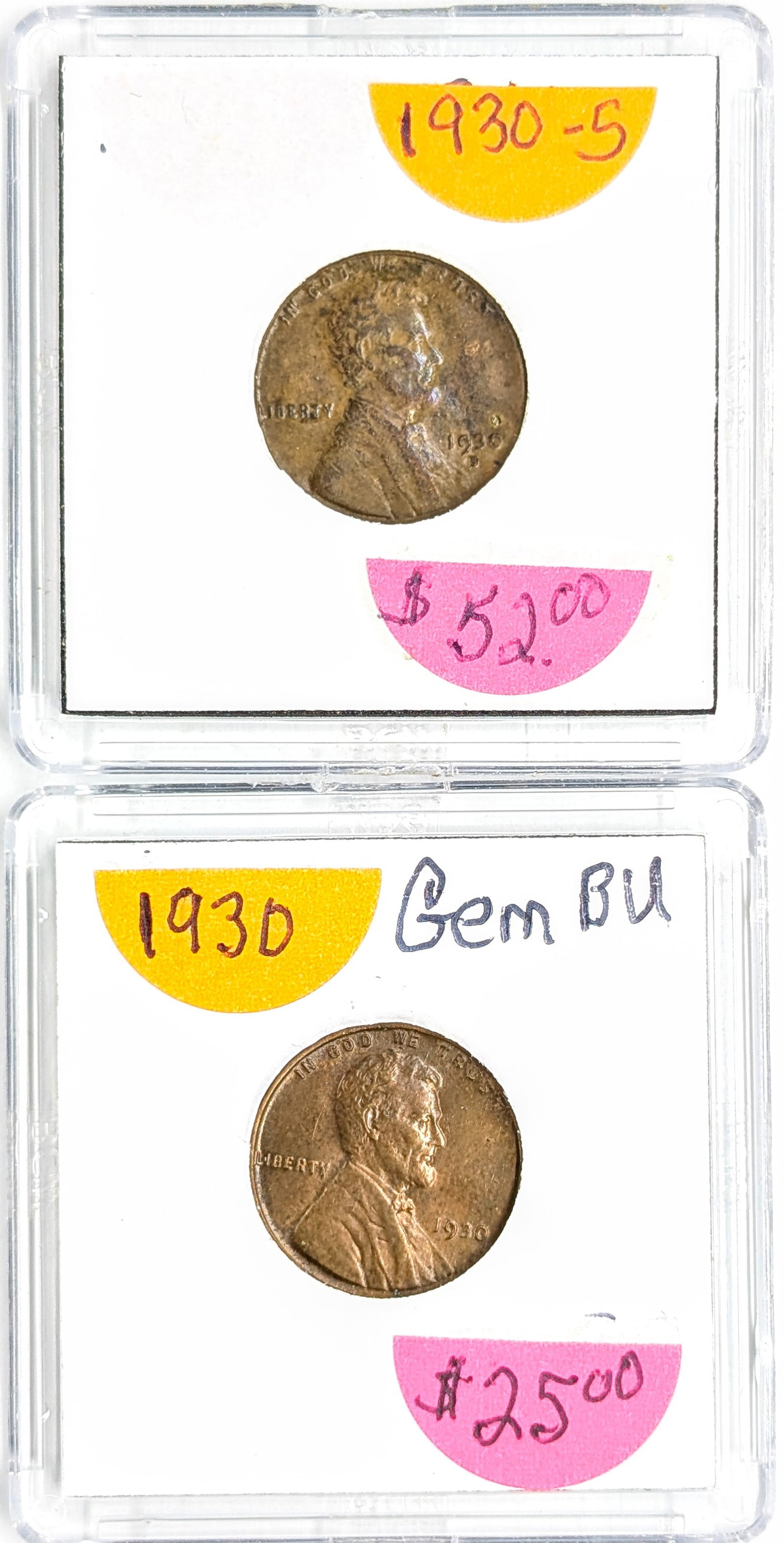 Lot of 2 Wheat Cents- 1930 S/P: _ 