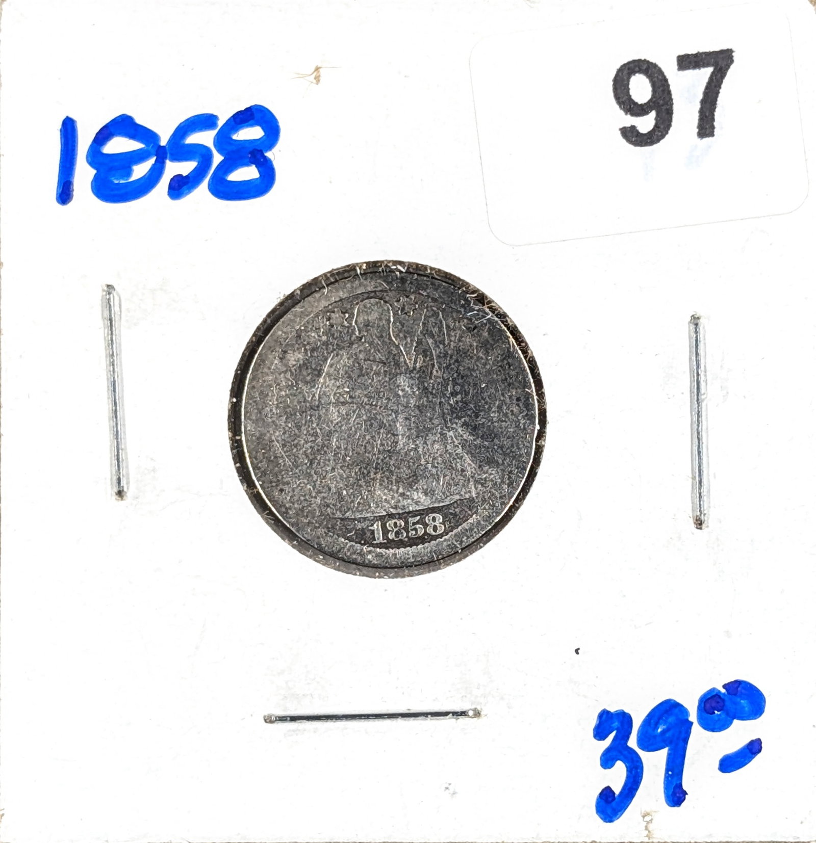 1858 Silver Seated Liberty Dime: _
